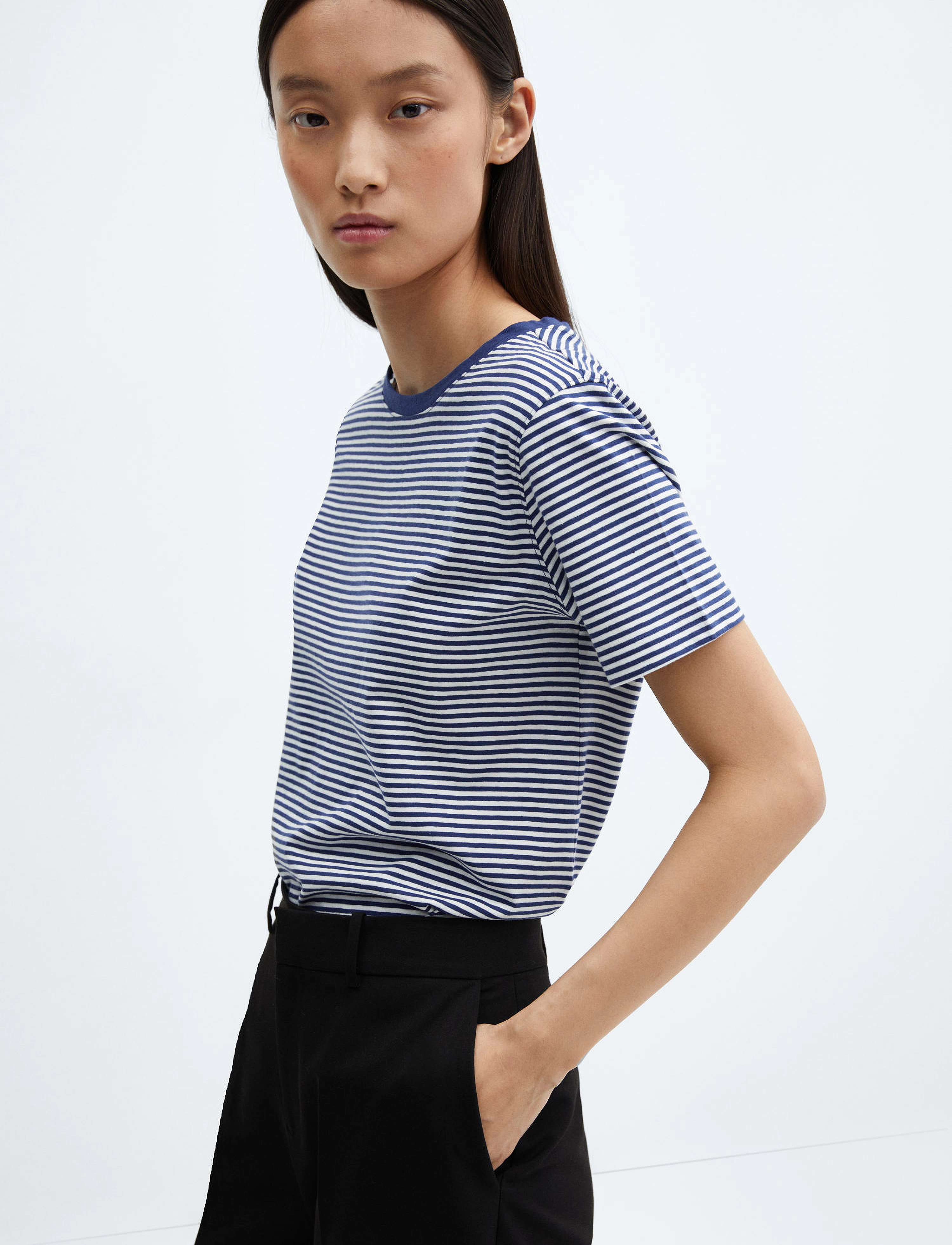 Mango - 100% cotton t-shirt - medium blue - 2