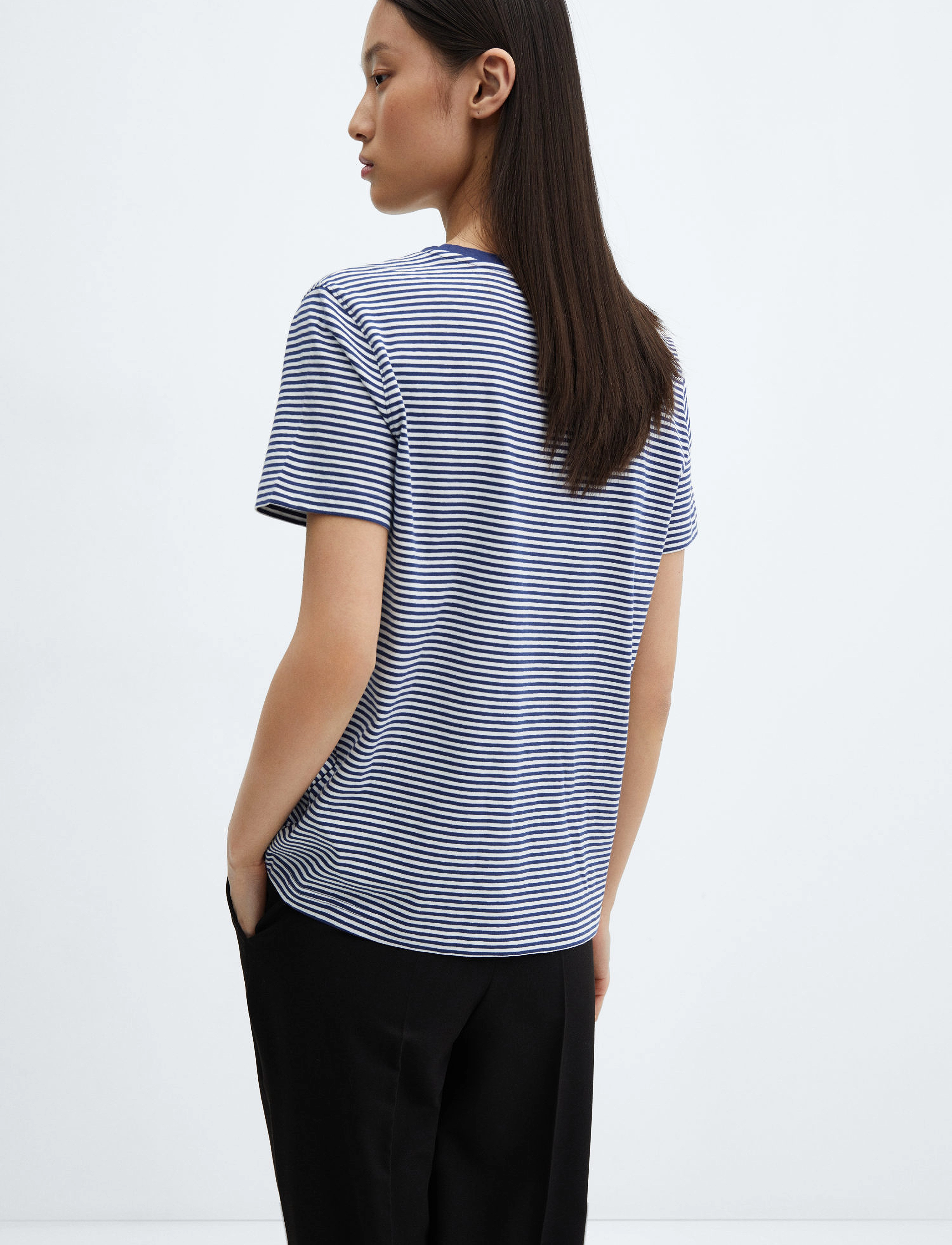Mango - 100% cotton t-shirt - medium blue - 3