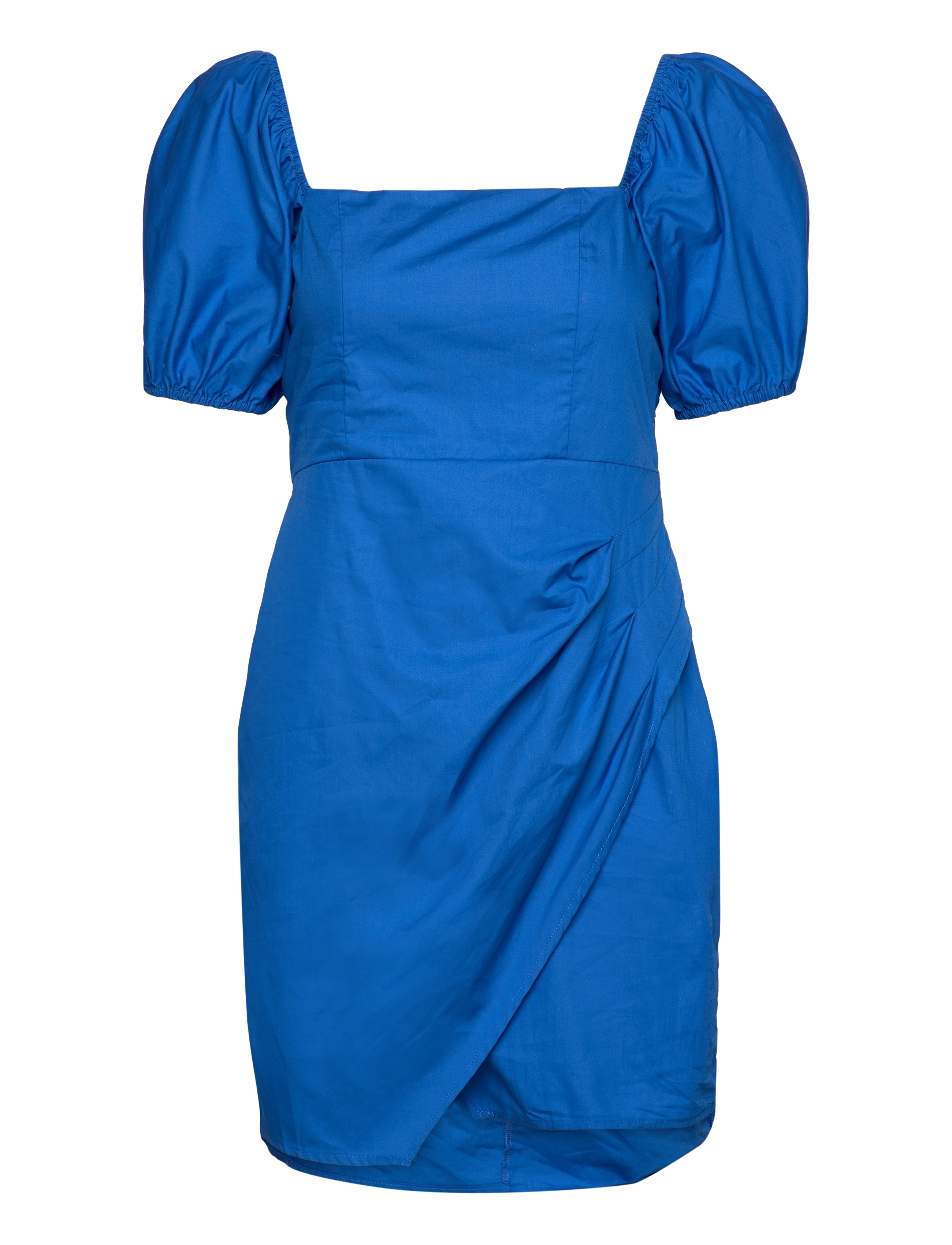 Printed dress with balloon sleeves - MEDIUM BLUE