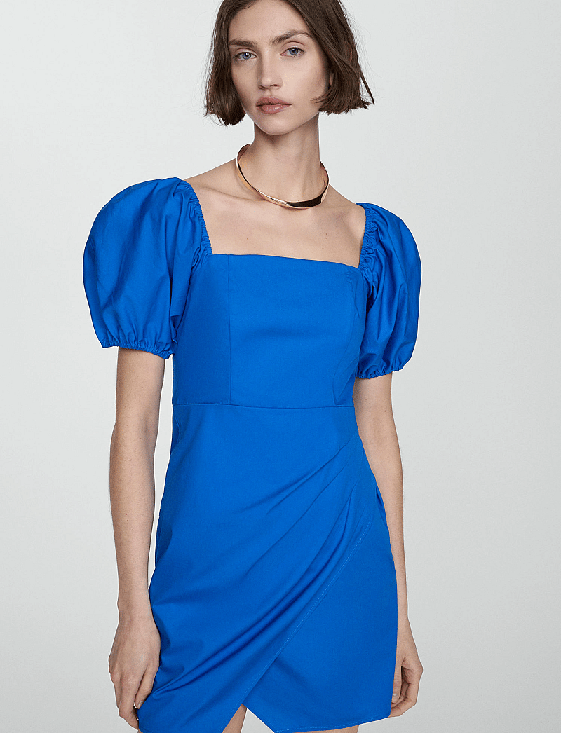 Mango - Printed dress with balloon sleeves - partykleider - medium blue - 0