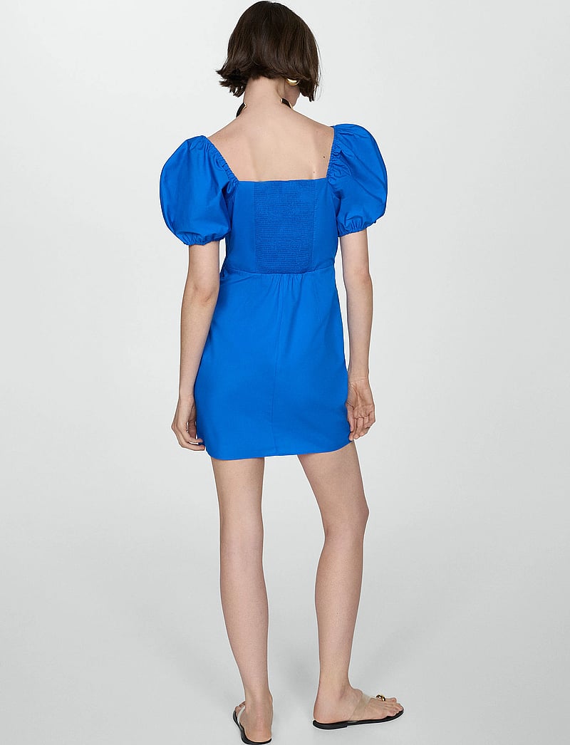 Mango - Printed dress with balloon sleeves - partykleider - medium blue - 3