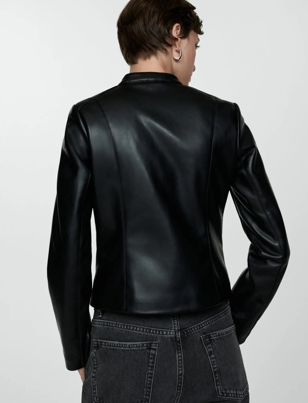 Mango - Leather-effect biker jacket - læderjakker - black - 3