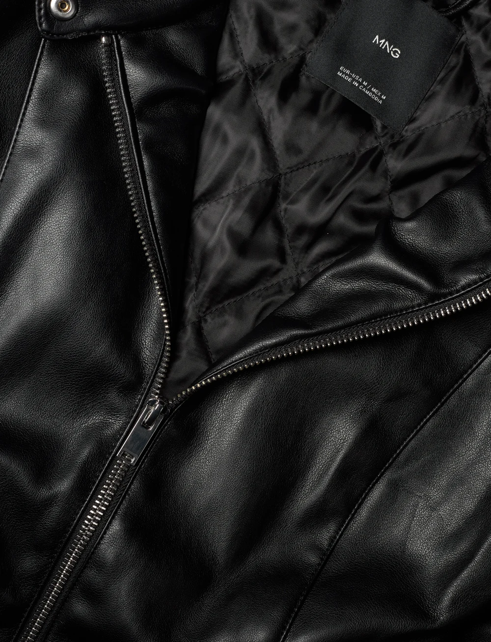 Mango - Leather-effect biker jacket - læderjakker - black - 4