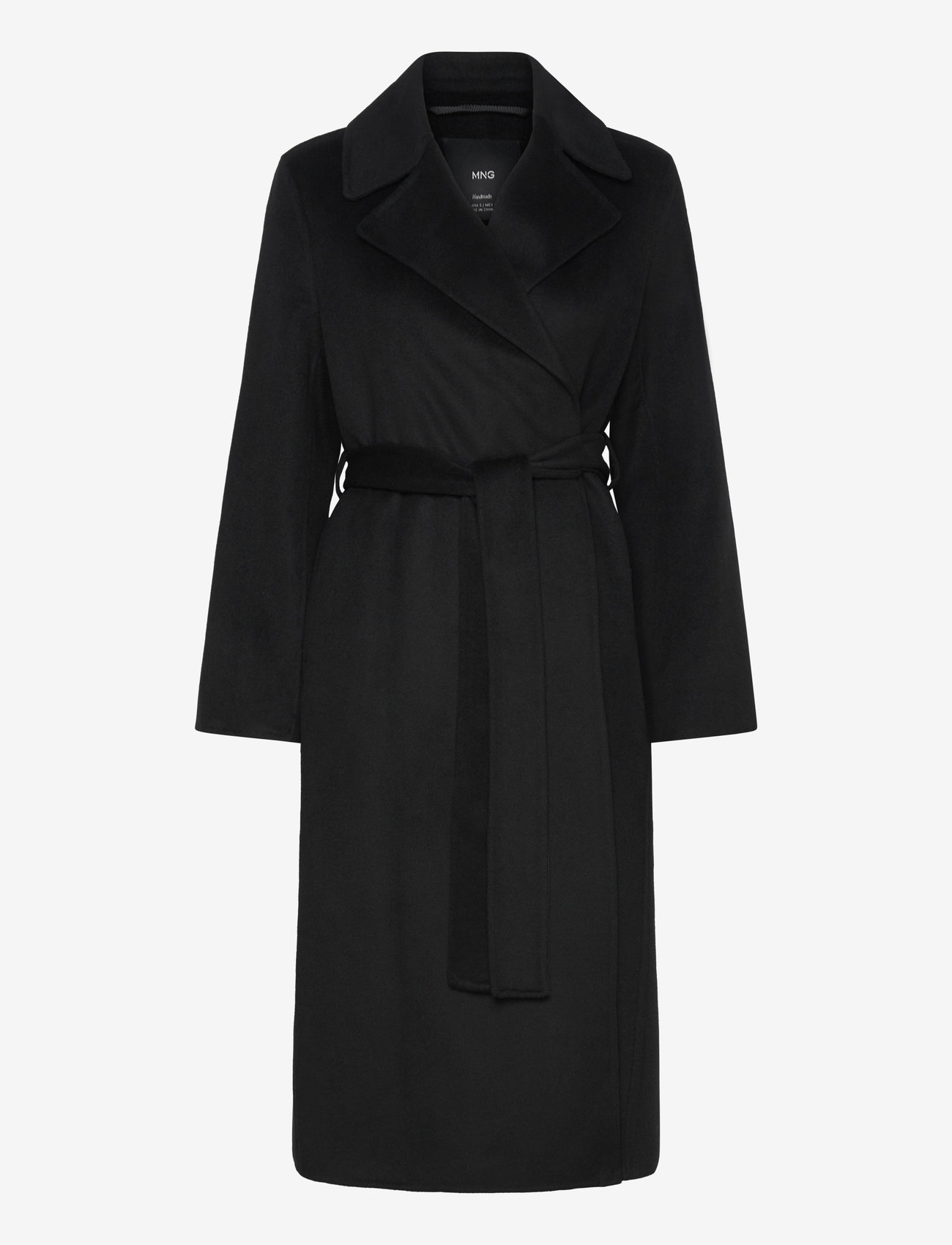Mango - Wool coat with handmade belt - black - 1
