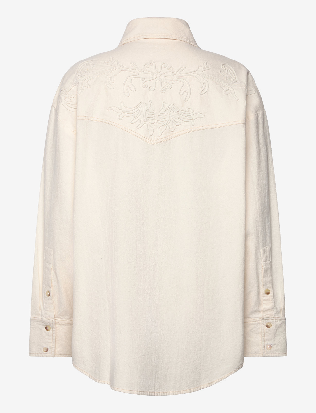 Mango - Shirt with decorative stitching - pikkade varrukatega särgid - light beige - 1