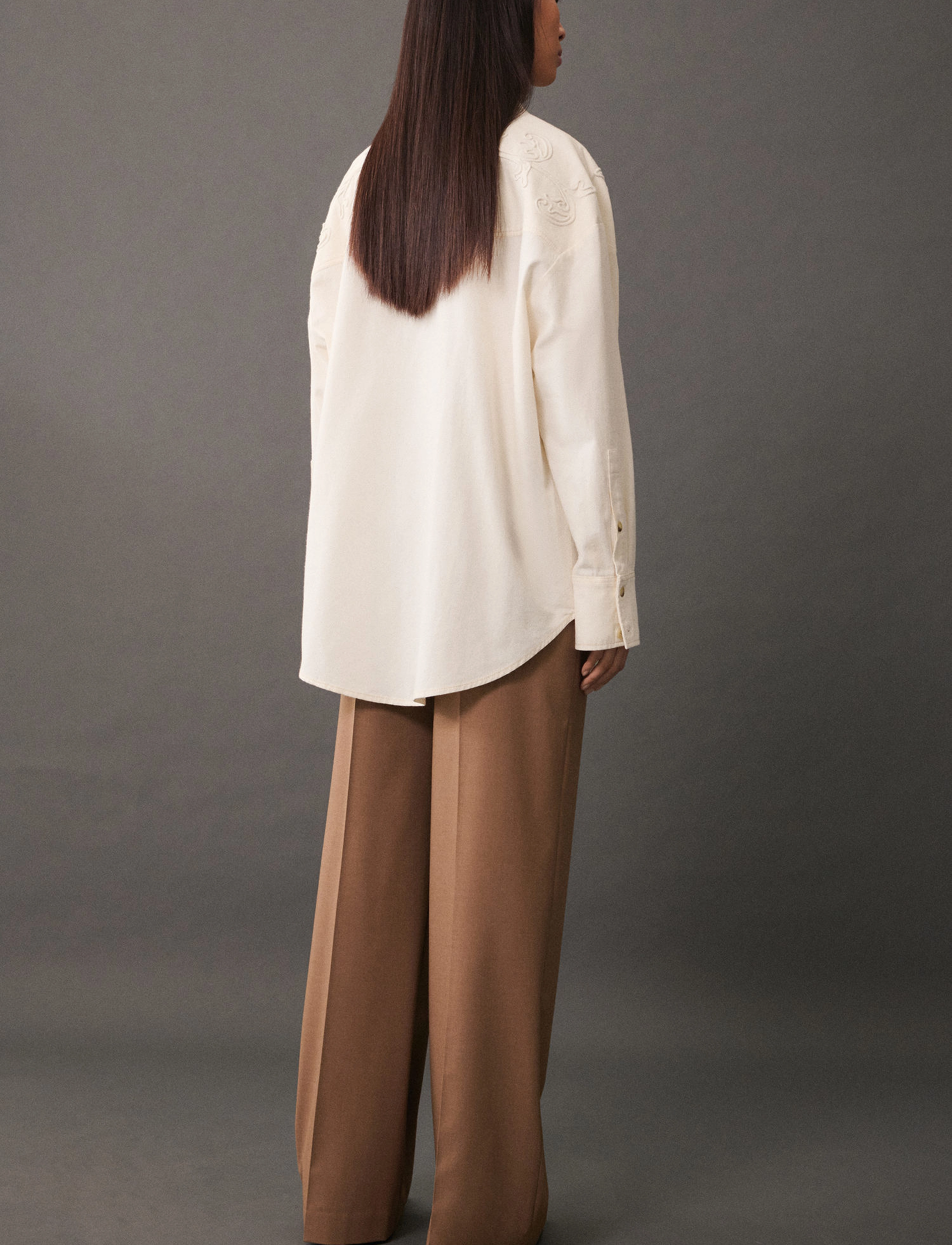 Mango - Shirt with decorative stitching - light beige - 3