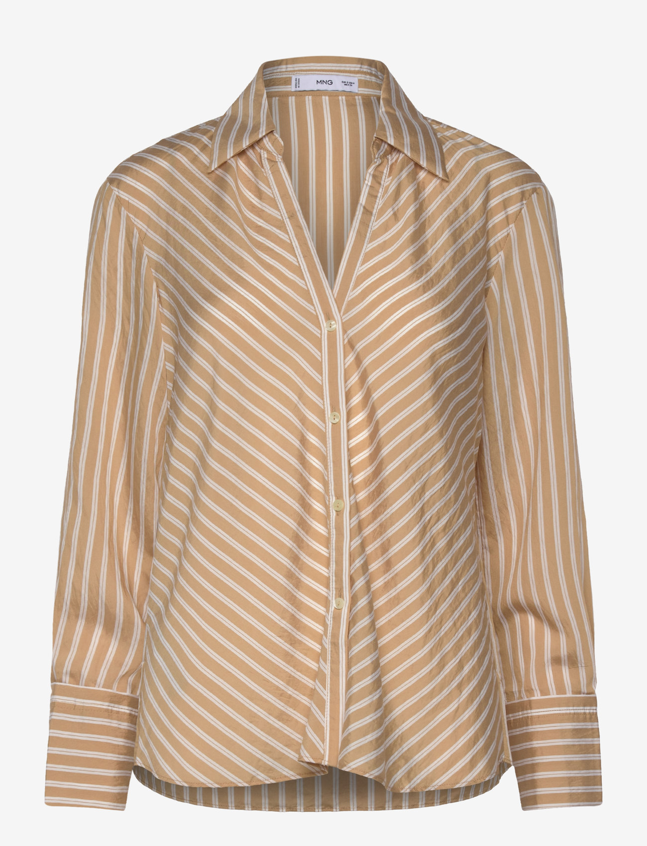 Mango - Striped flowy shirt - brown - 1