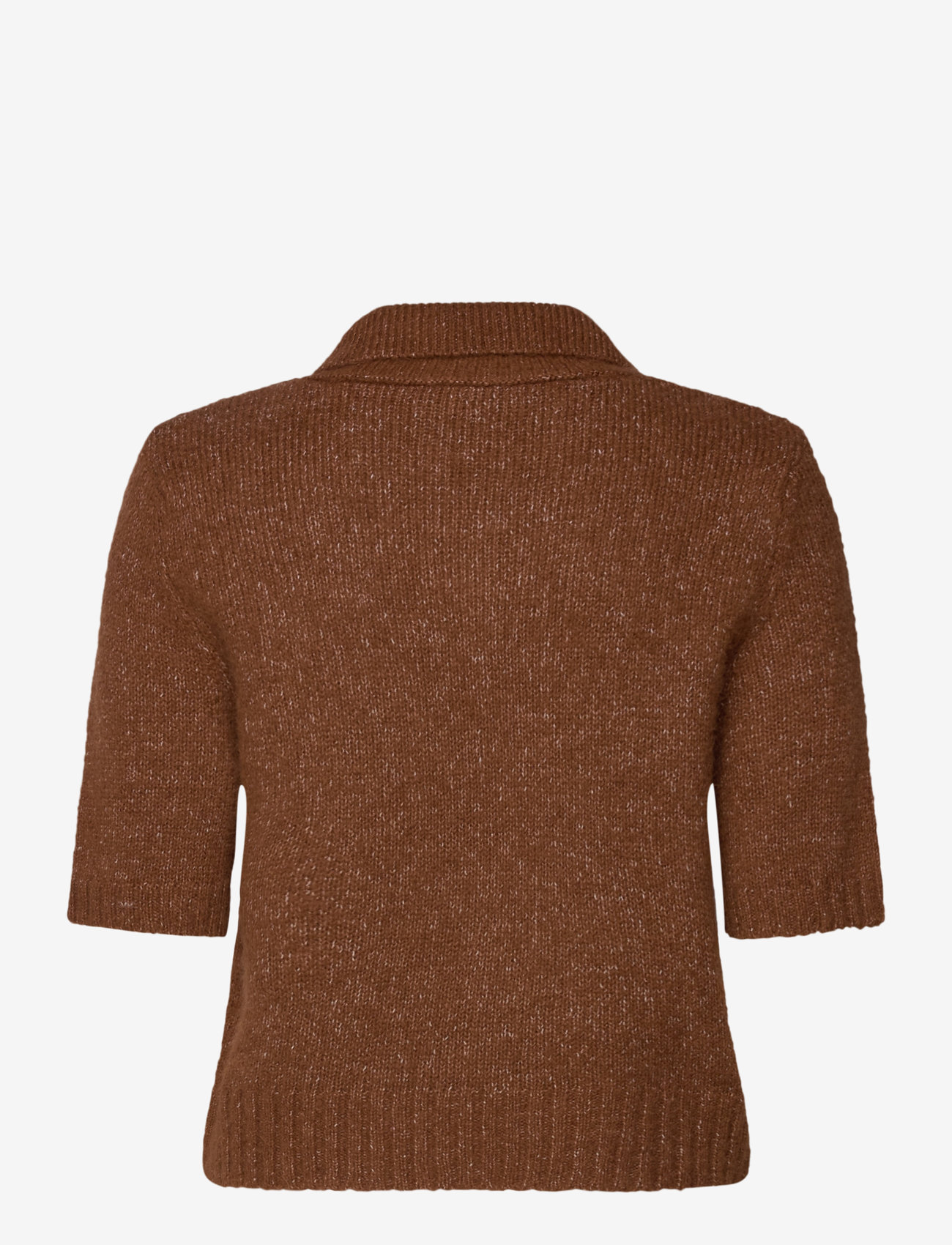 Mango - Knitted polo shirt with ribbed details - striktrøjer - brown - 2