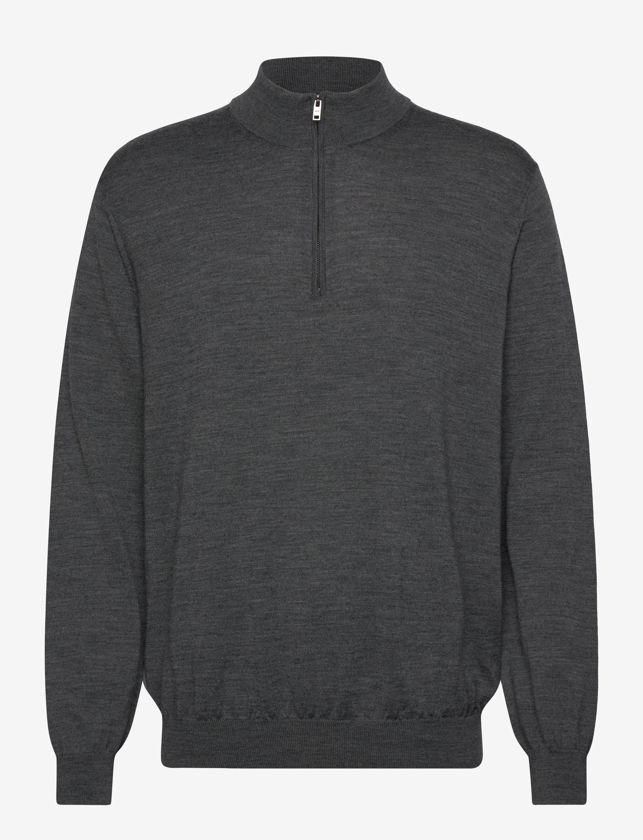 Mango - 100% merino wool sweater with zip-neck - dark grey - 1