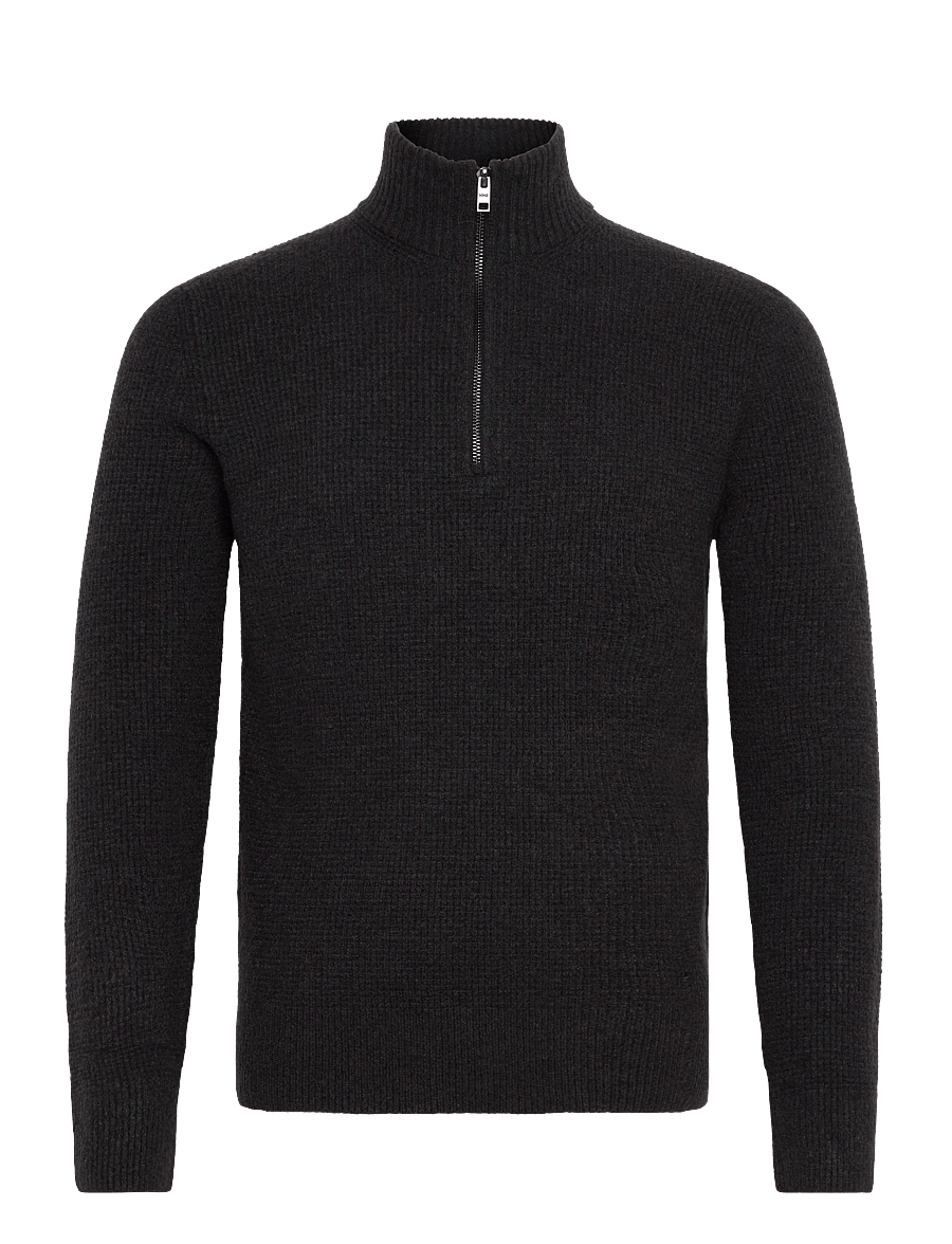 Mango - Knitted sweater with perkins neck - halfzip strik - charcoal - 1