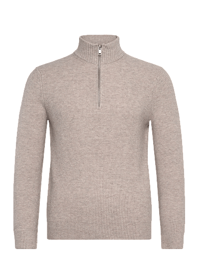 Knitted Sweater With Perkins Neck - Half Zip-TrøJer