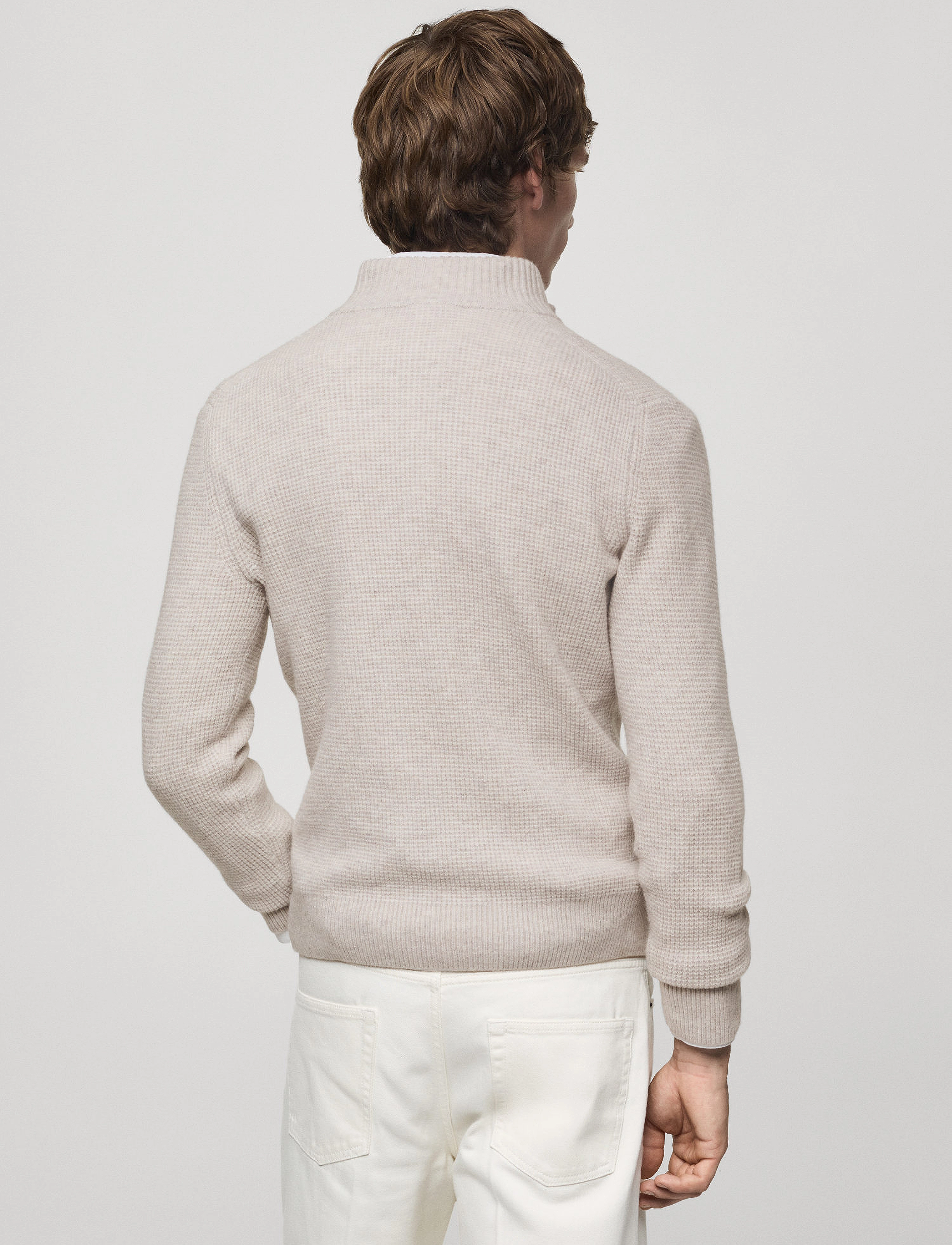 Mango - Knitted sweater with perkins neck - strickmode - lt pastel brown - 3