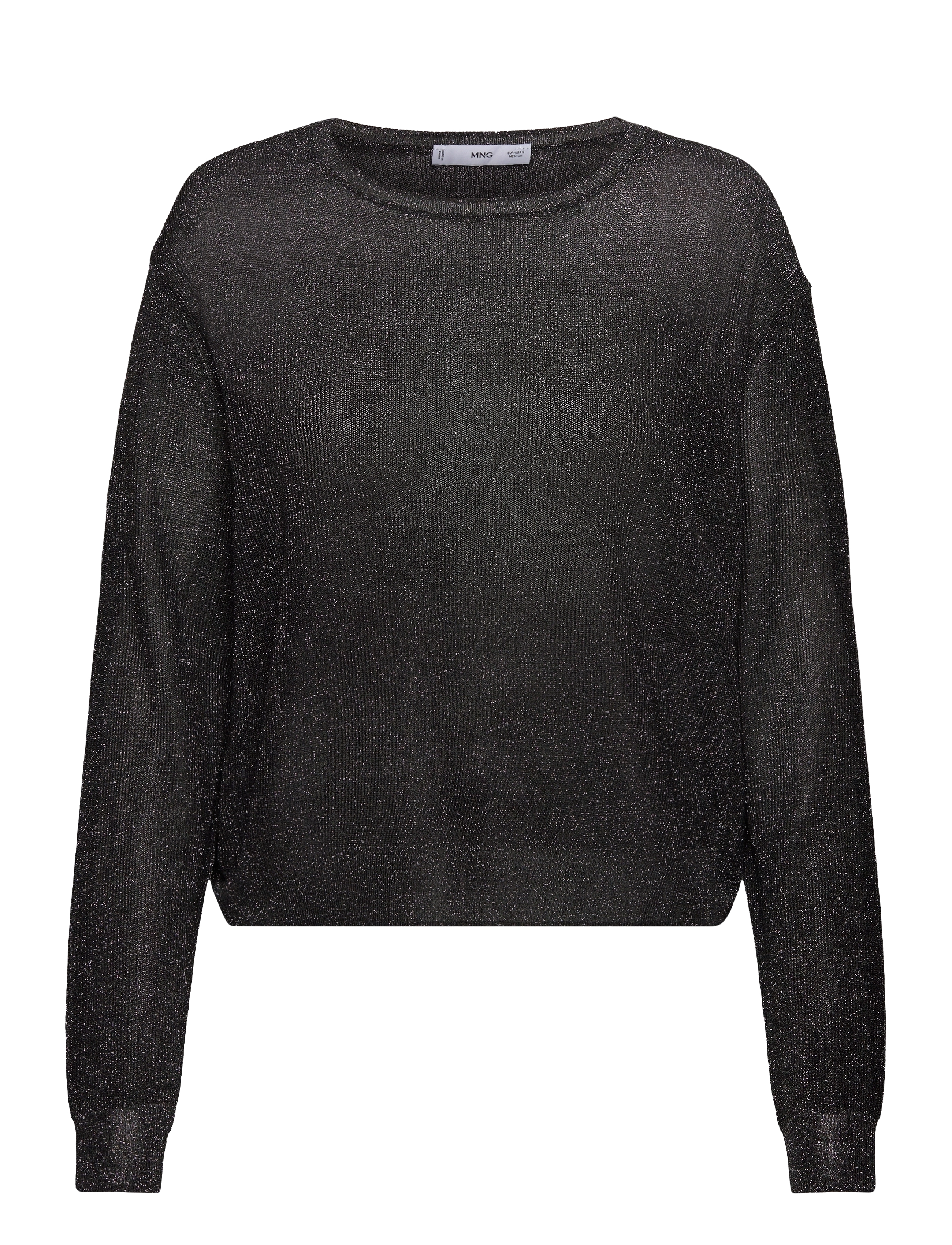MANGO Crewneck Lurex Pullover Schwarz - XS - Damen