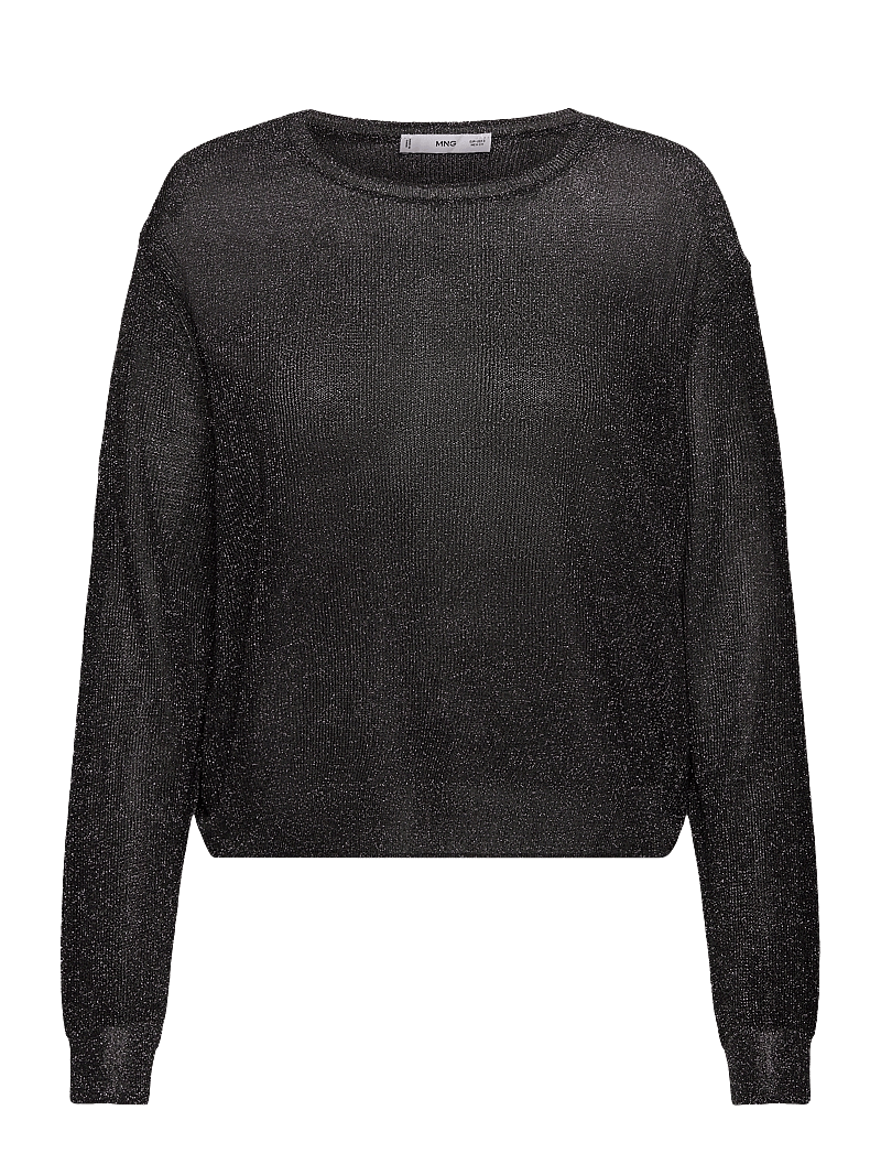 Mango - Crewneck lurex sweater - stickade tröjor - black - 1
