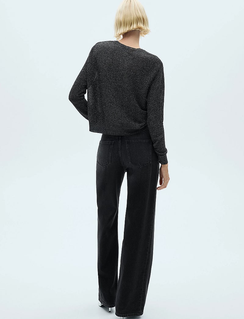 Mango - Crewneck lurex sweater - stickade tröjor - black - 3