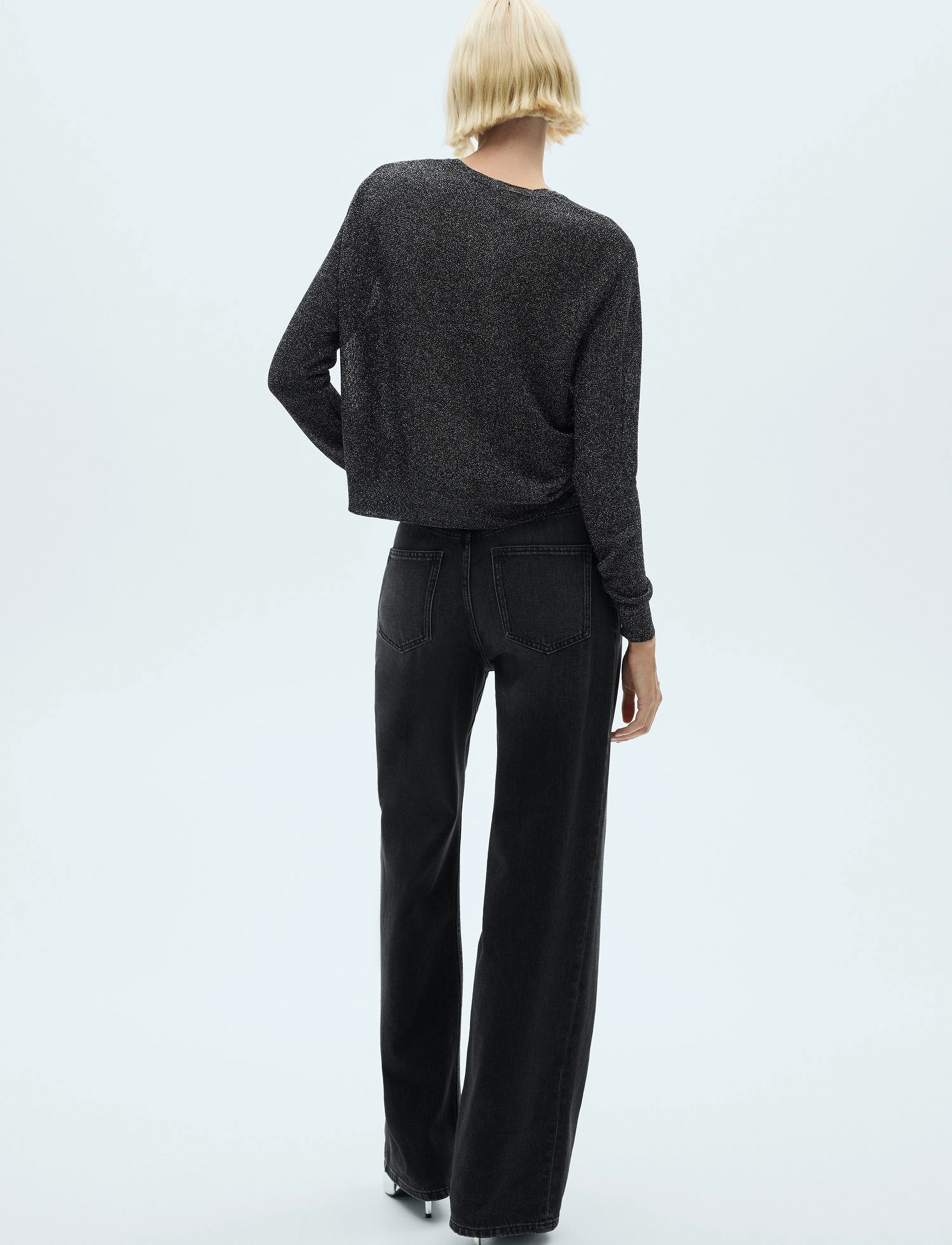 Mango - Crewneck lurex sweater - tröjor - black - 3