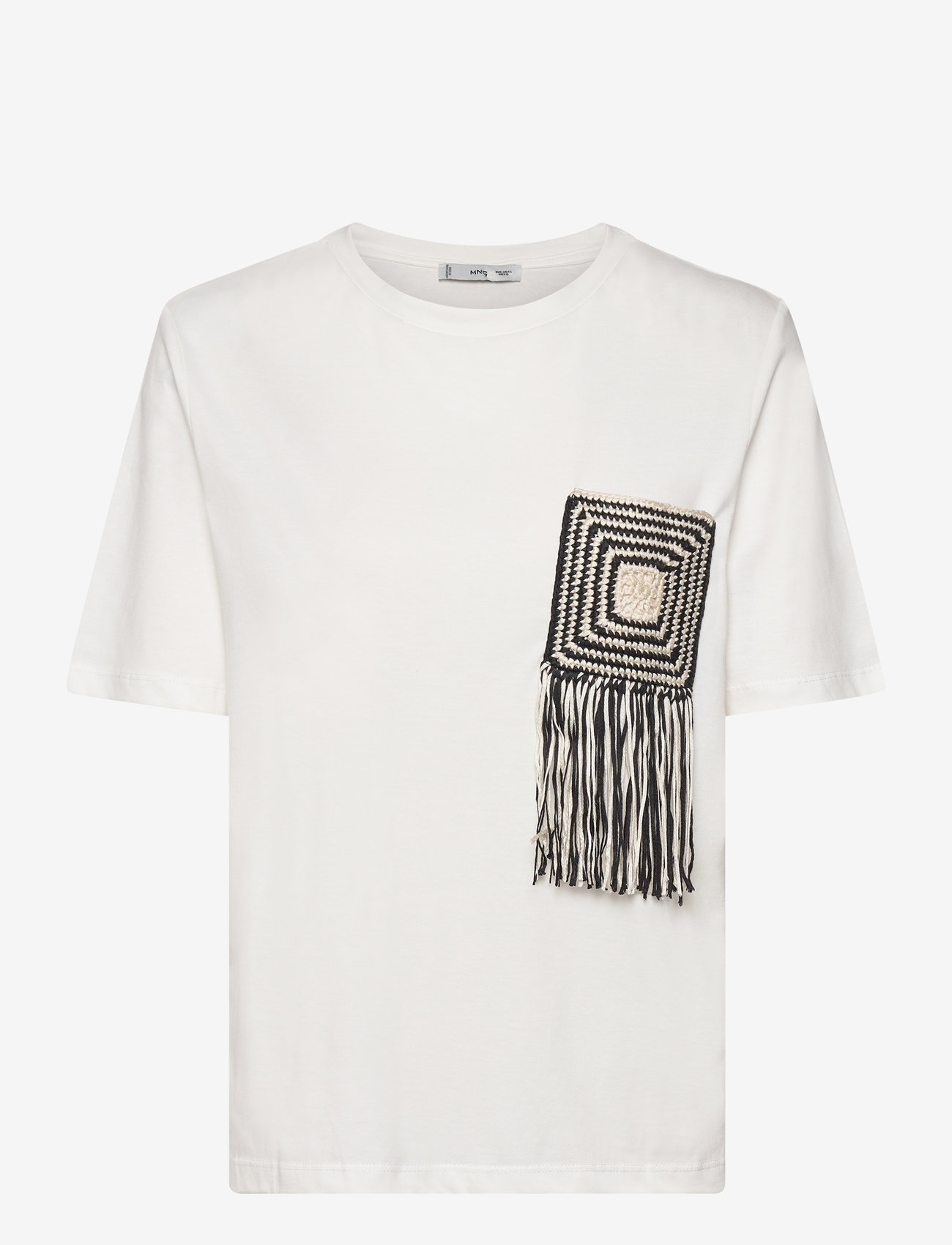 Mango - Crochet detail T-shirt - t-shirts - white - 1