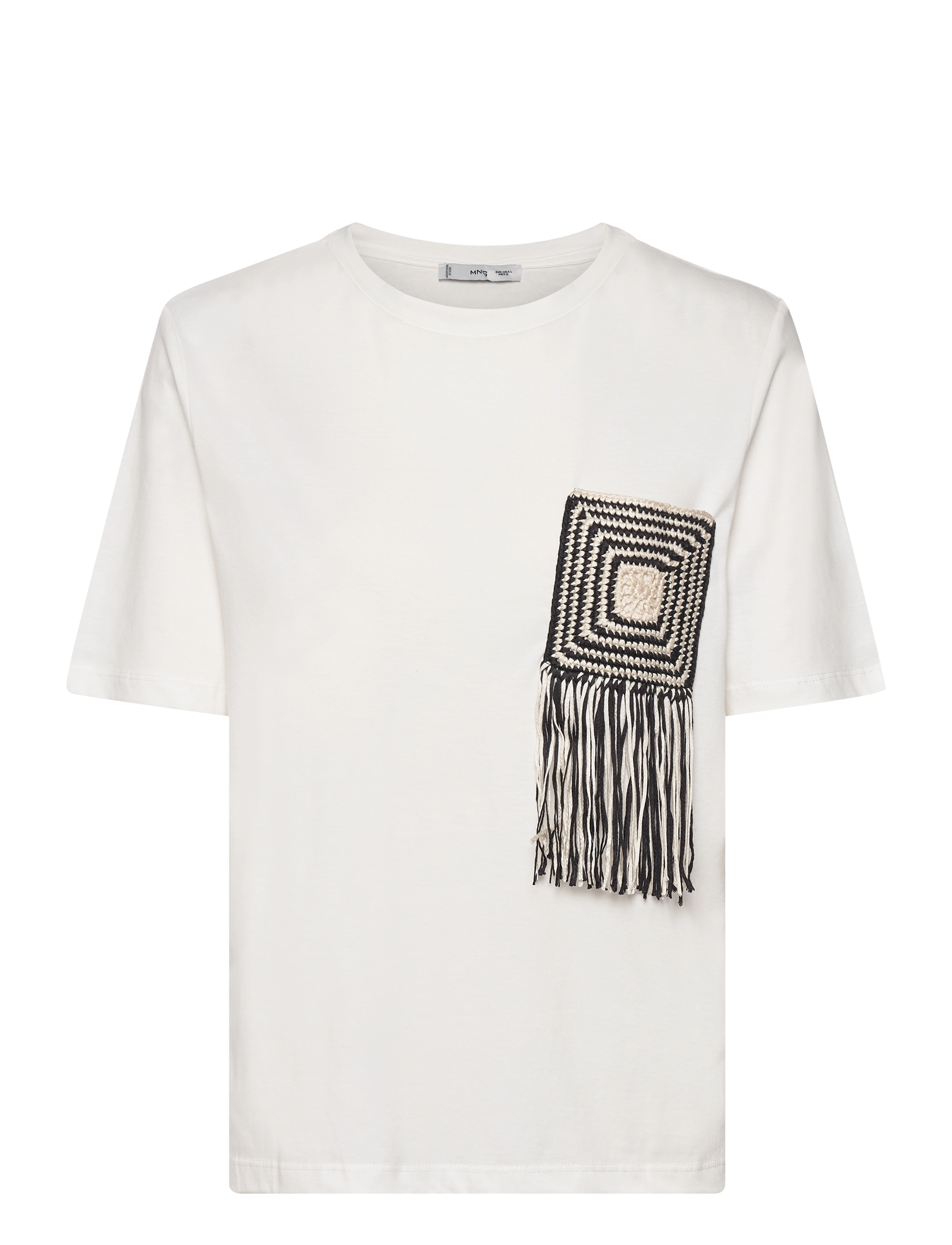 Crochet detail T-shirt - WHITE