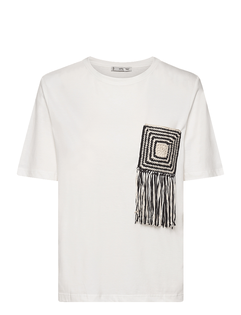 Mango - Crochet detail T-shirt - t-shirts - white - 1