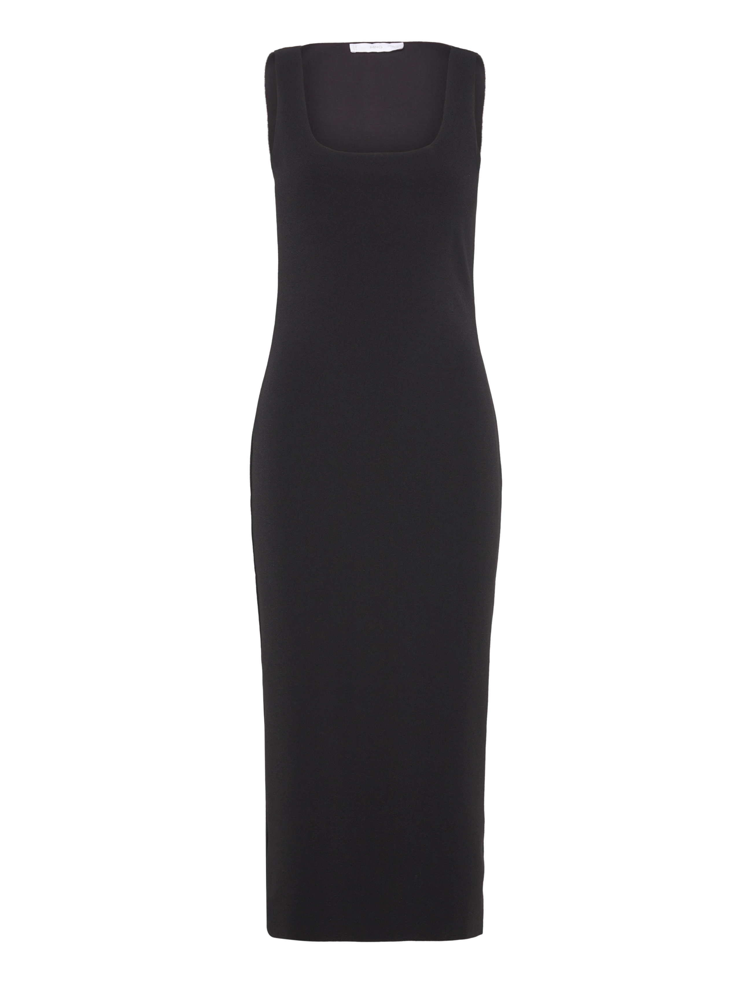 Midi-dress with straps - BLACK