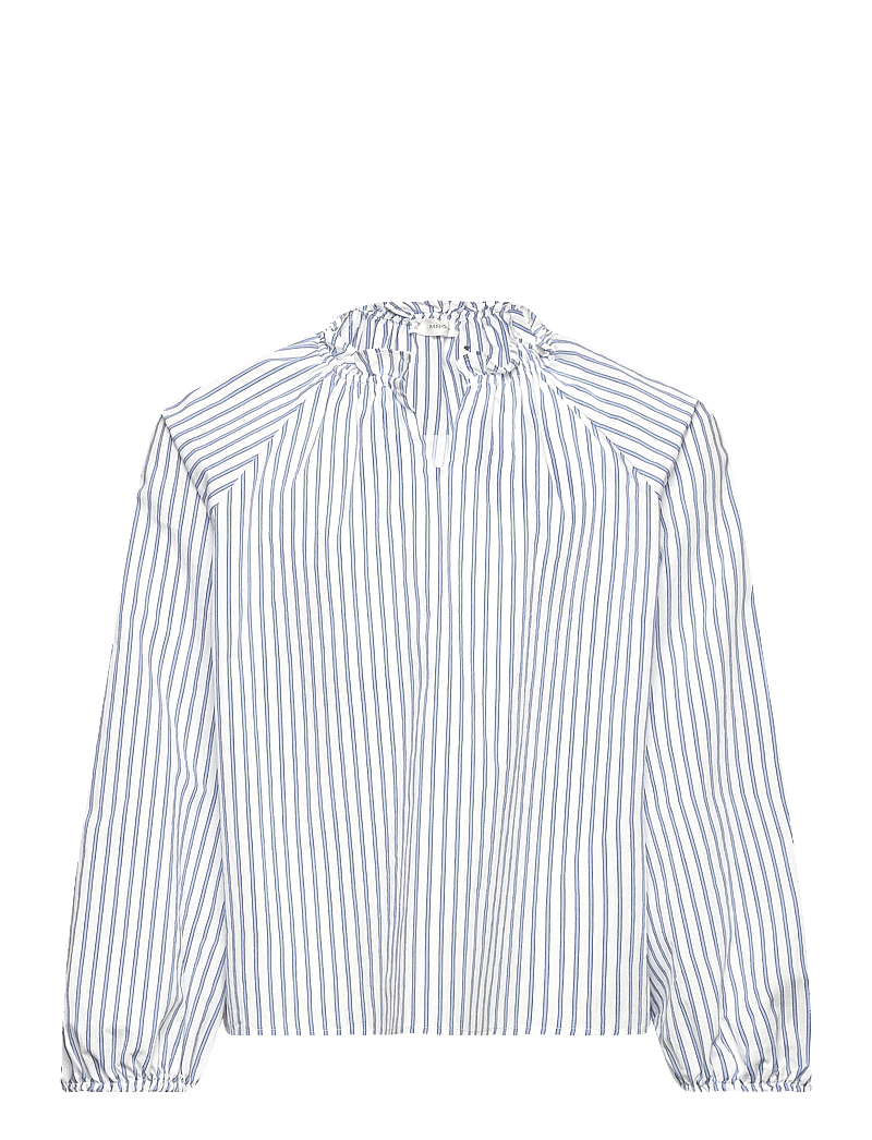 Mango - Ruched detail striped blouse - bluser & tunikaer - medium blue - 0