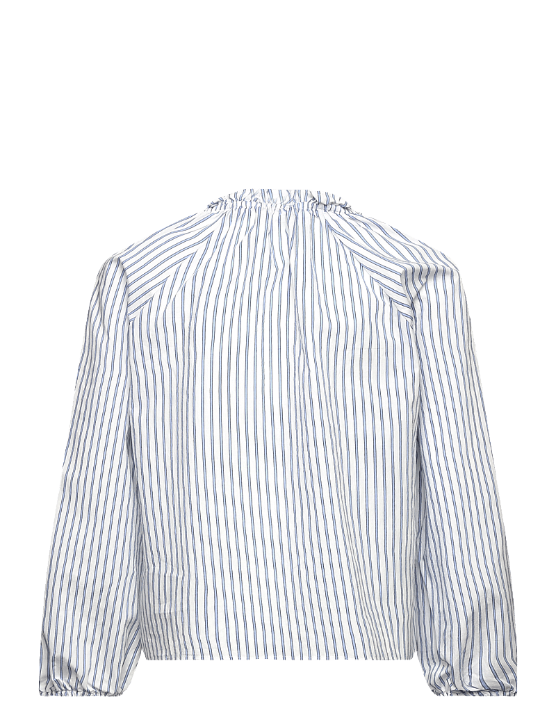 Mango - Ruched detail striped blouse - bluser & tunikaer - medium blue - 1