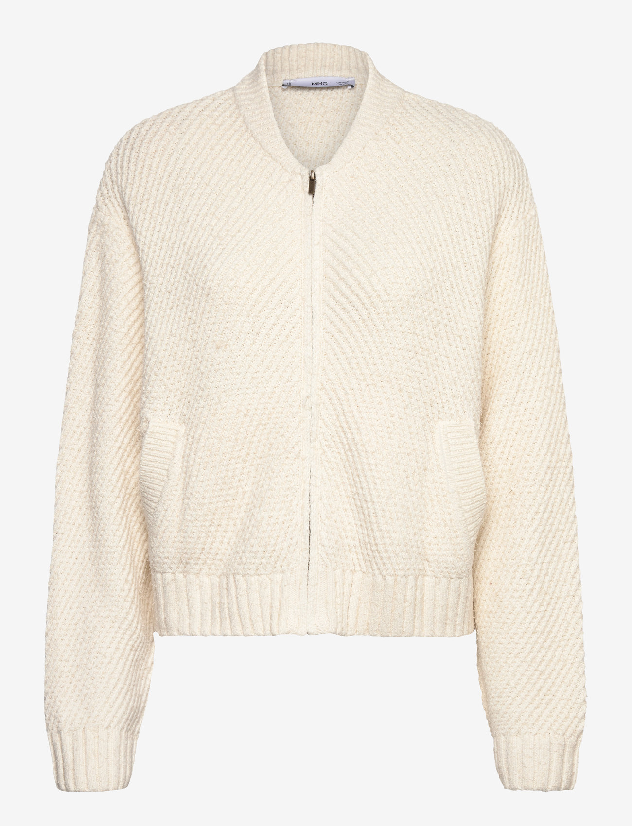 Mango - Knitted jacket with zip - light beige - 0