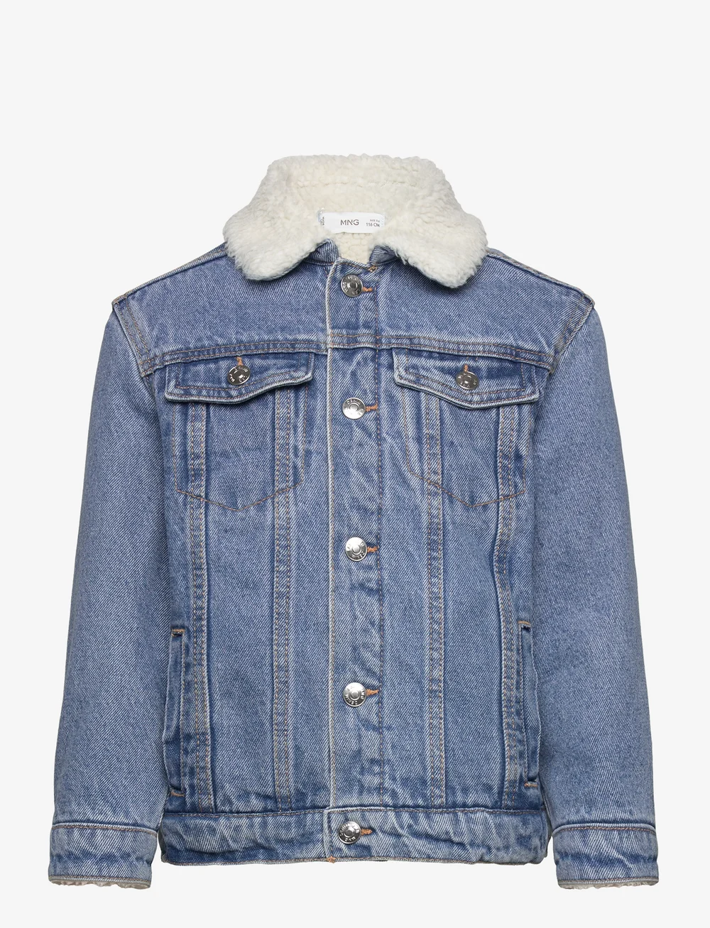 Mango - Shearling denim jacket - jeansjacken - open blue - 0