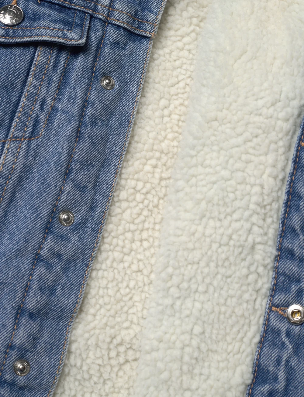 Mango - Shearling denim jacket - jeansjacken - open blue - 4