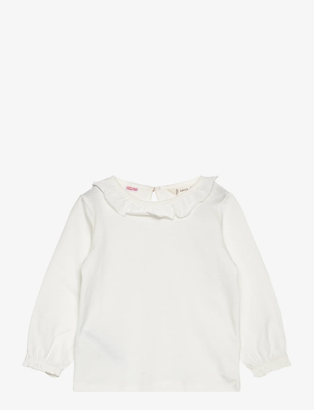Mango - Ruffled collar t-shirt - langærmede t-shirts - natural white - 1