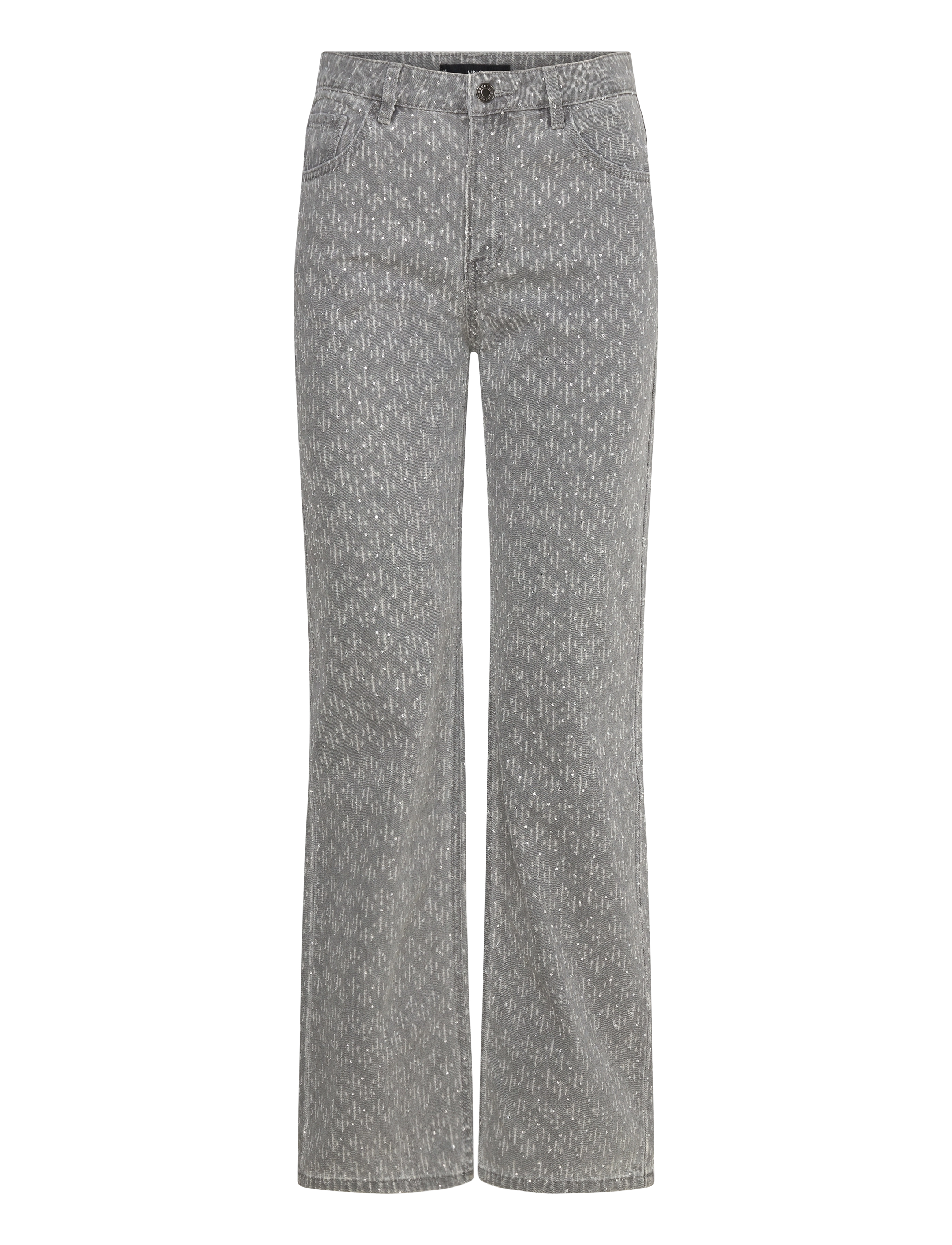 MANGO Straight-Fit Jeans With Rhinestone Detail Grau - 32 - Damen