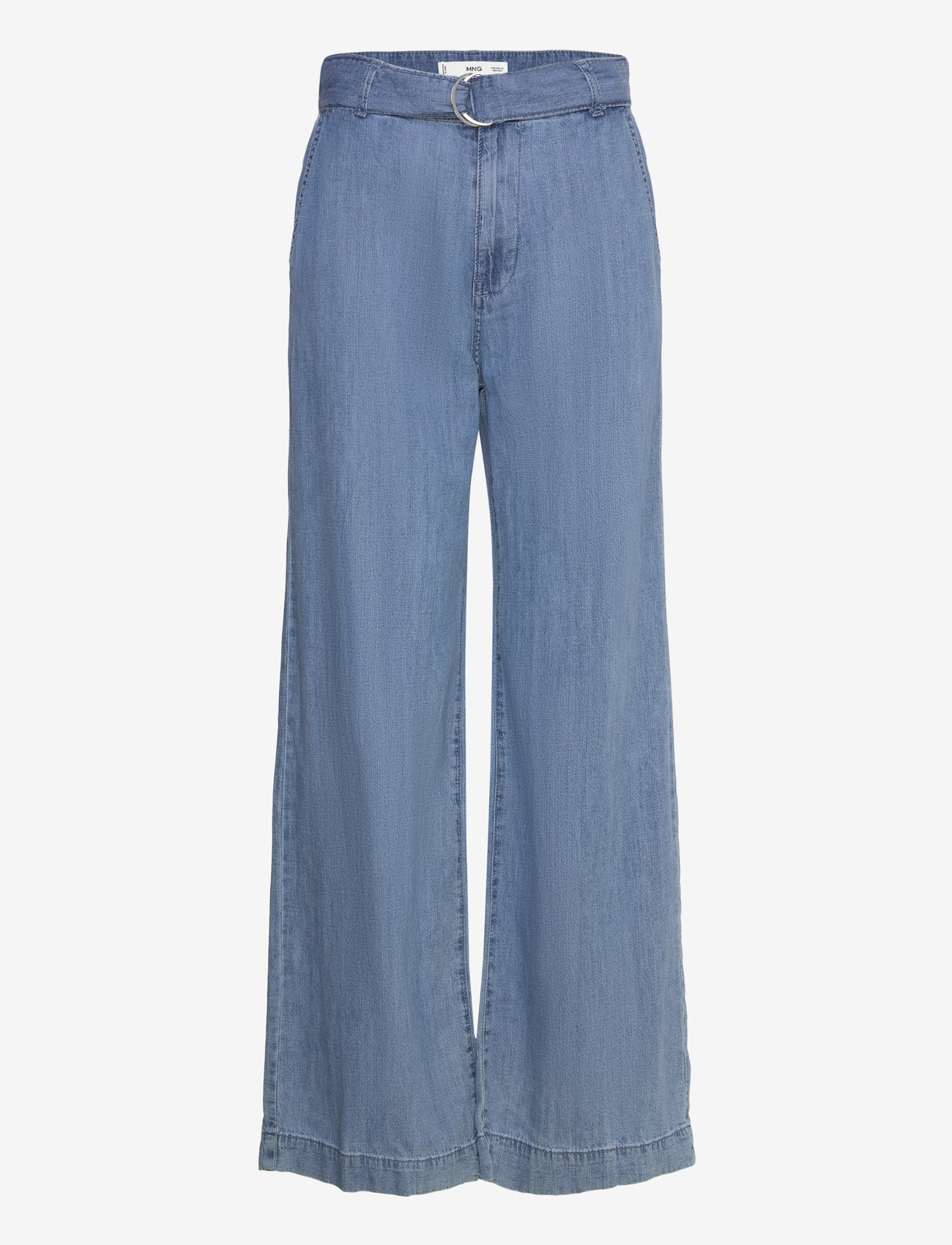 Mango - Flowy wideleg trousers with belt - wide leg trousers - open blue - 0