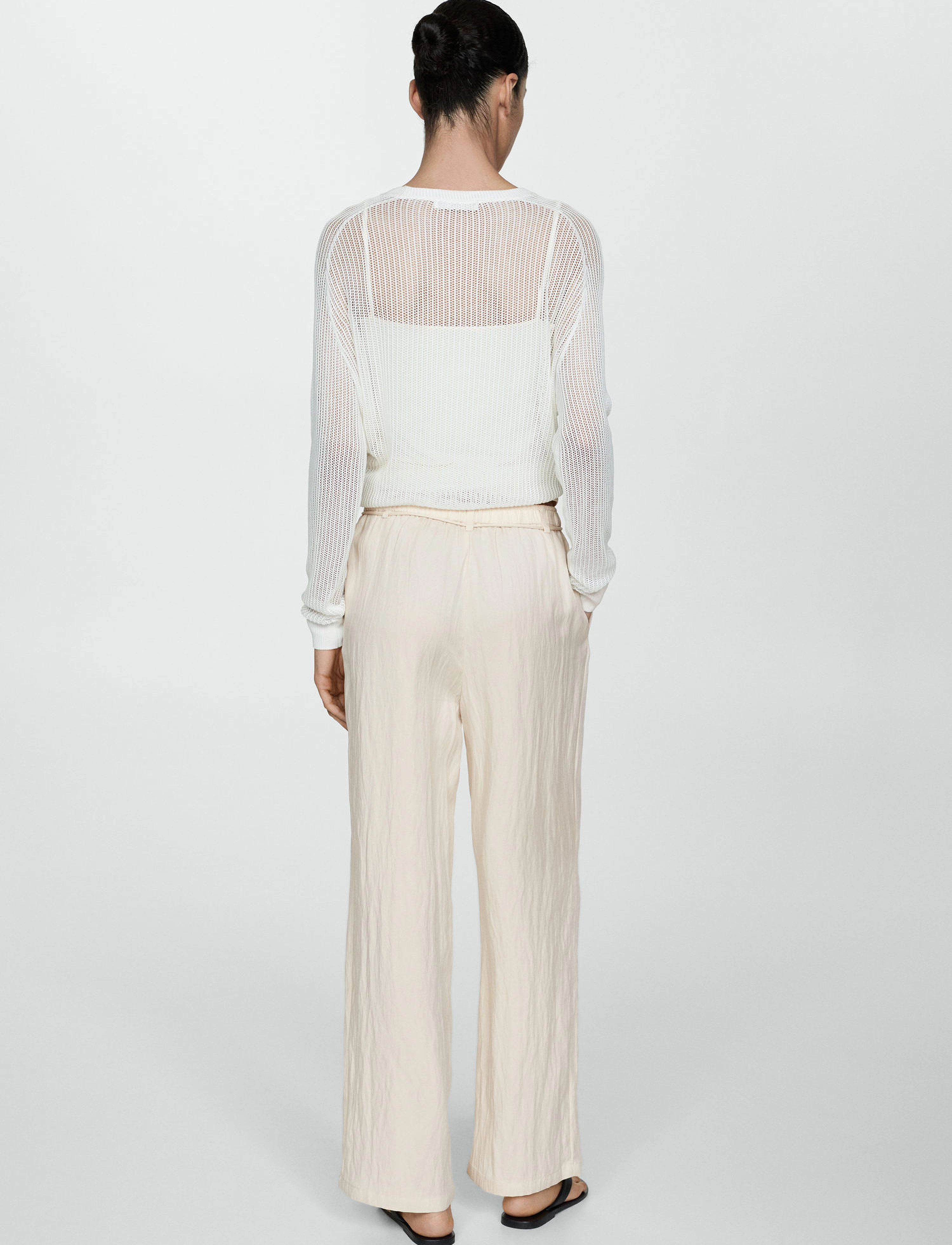 Mango - Straight lyocell trousers - suorat housut - light beige - 3
