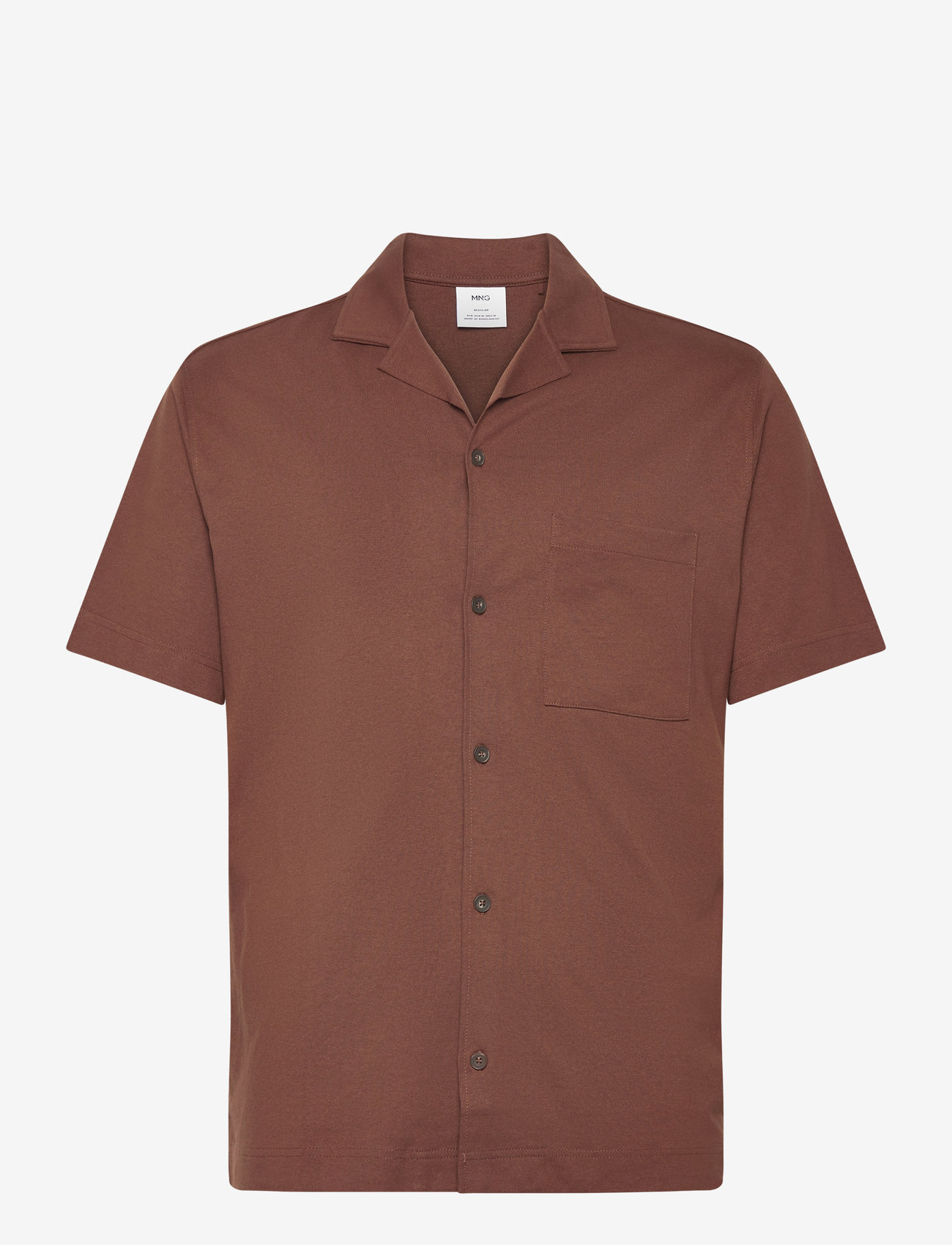 Mango - Regular-fit 100% cotton shirt - kortärmade skjortor - brown - 1