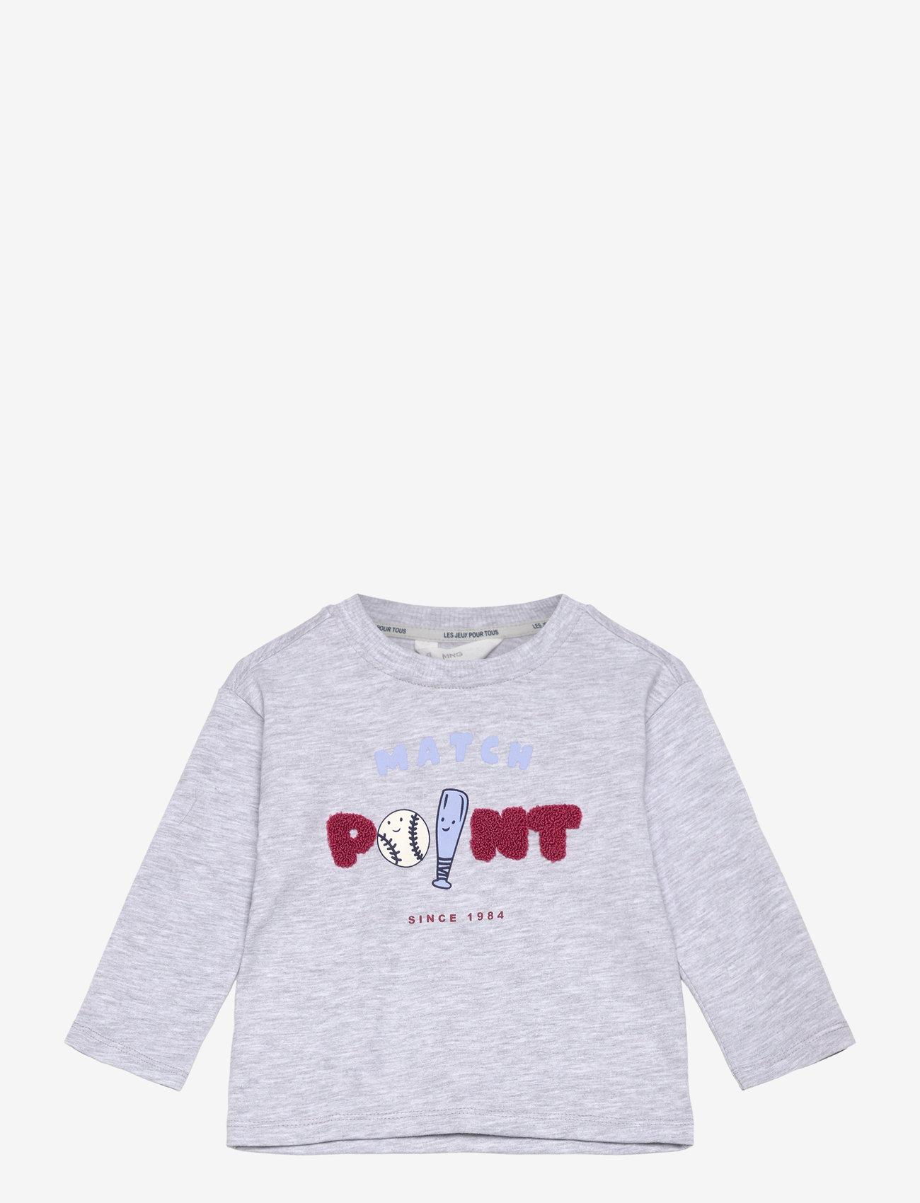 Mango - Long-sleeved t-shirt with embossed print - långärmade t-shirts - medium grey - 1