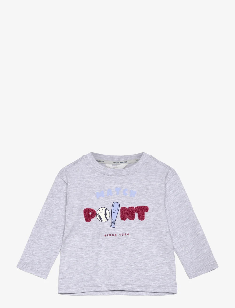 Mango - Long-sleeved t-shirt with embossed print - langærmede t-shirts - medium grey - 1
