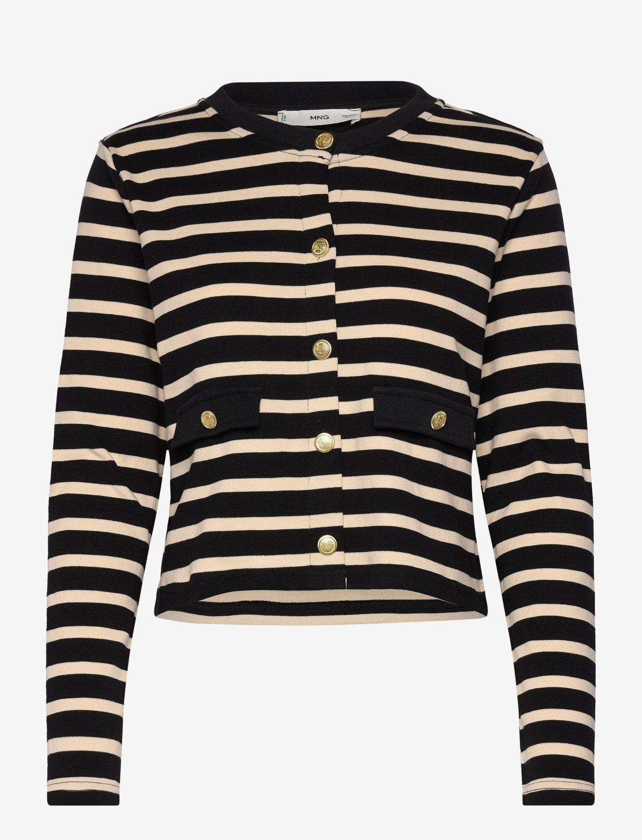Mango - Striped cardigan with buttons - black - 1