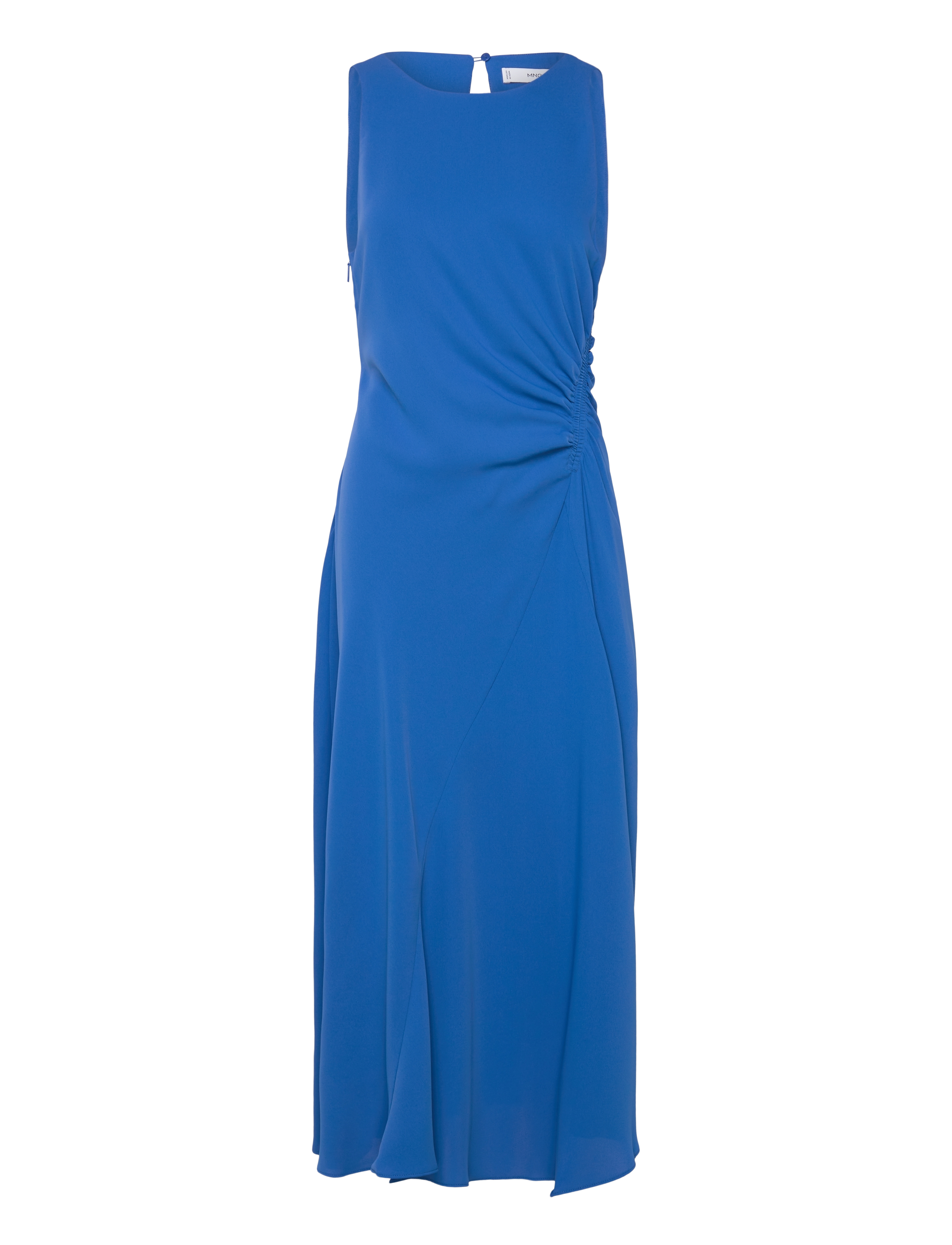 MANGO Midi-Kleid With Draped Detail Blau - XS - Damen