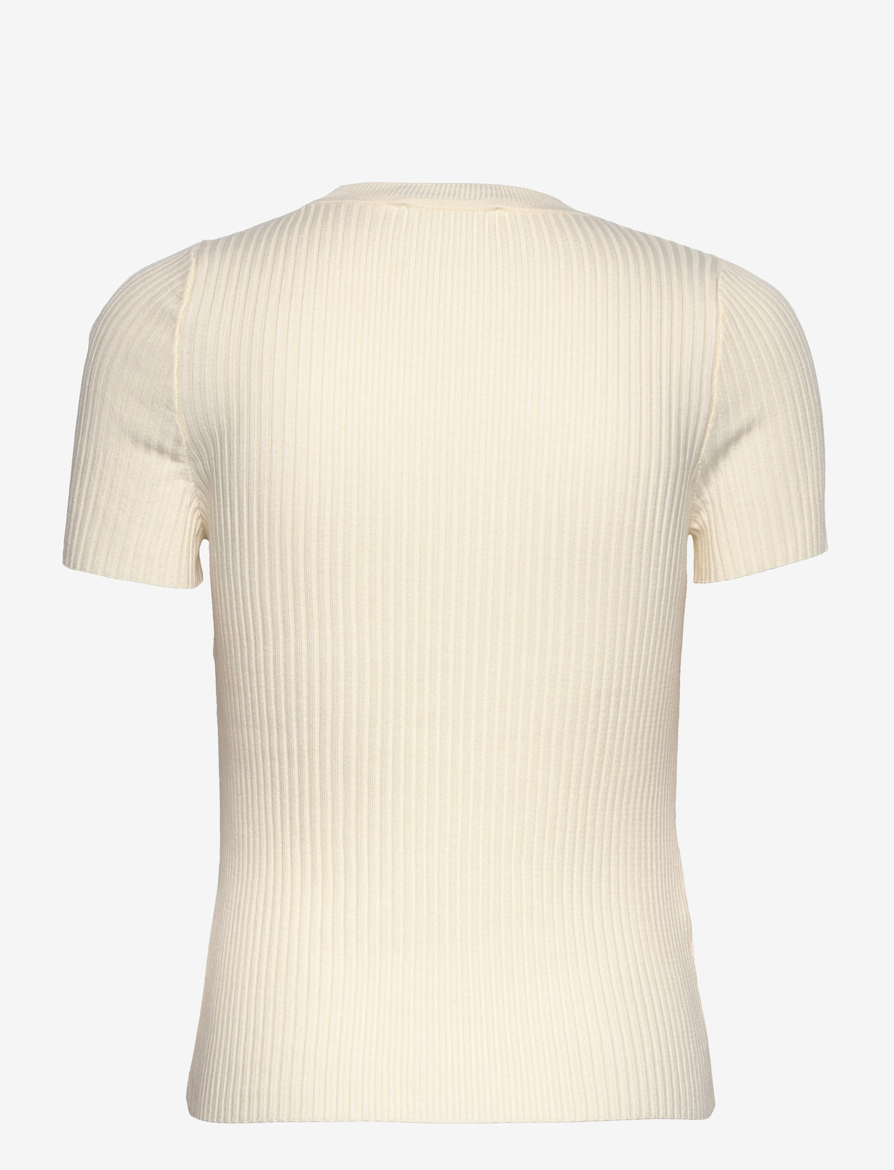 Mango - Short-sleeved ribbed sweater with buttons - herbstliche kleidung - light beige - 1