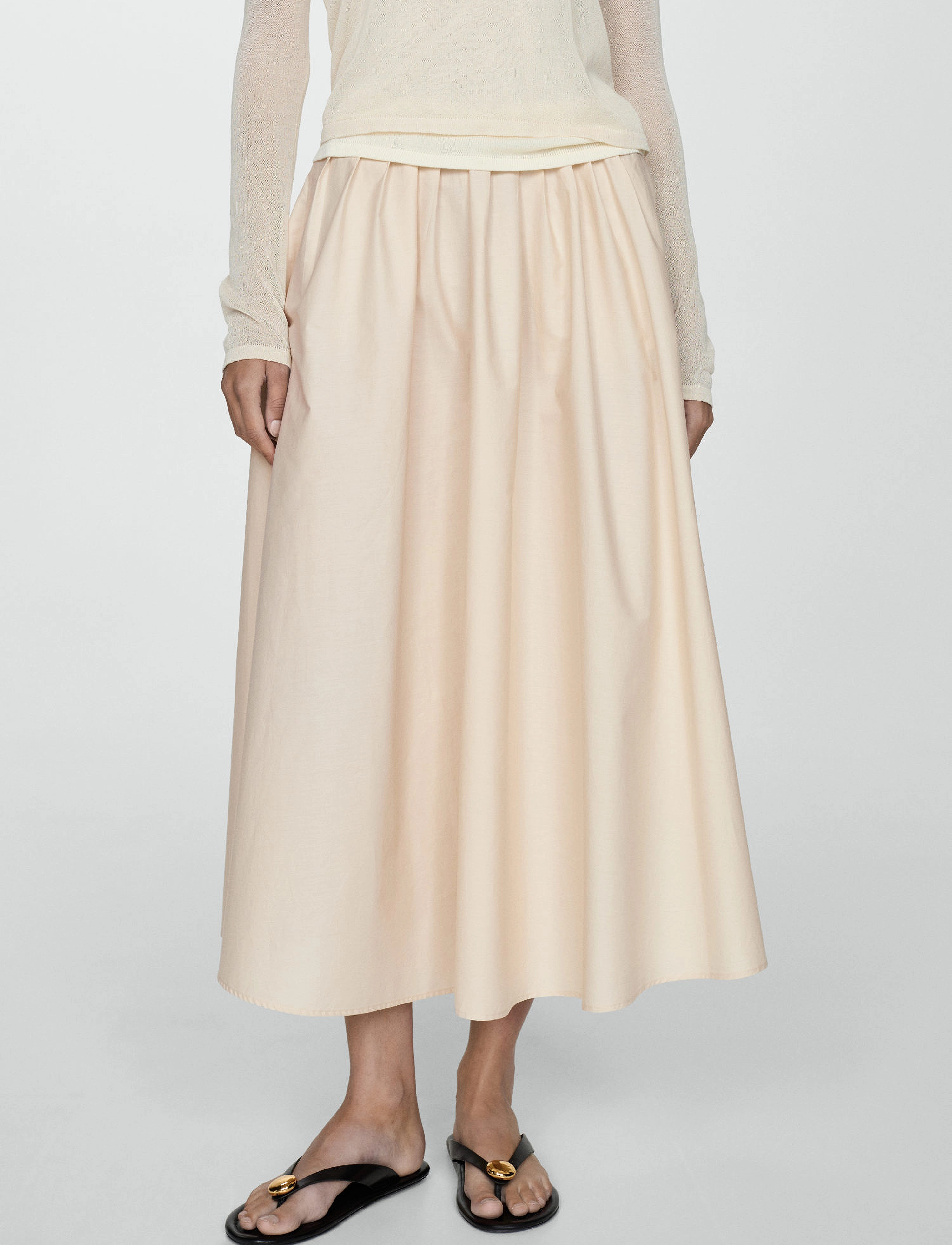 Mango Pleated midi-skirt - Mango - LIGHT BEIGE / beige