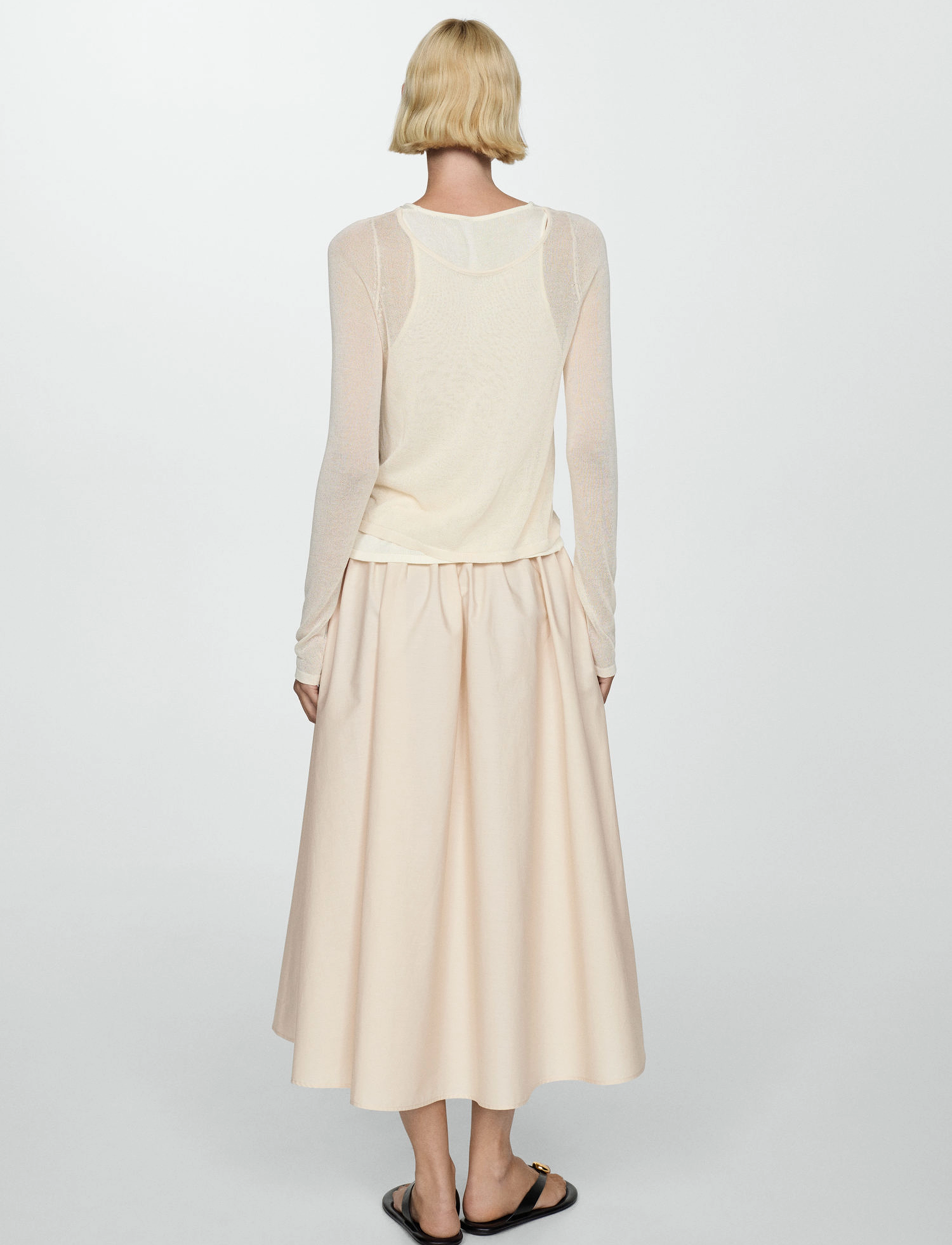 Mango - Pleated midi-skirt - light beige - 3