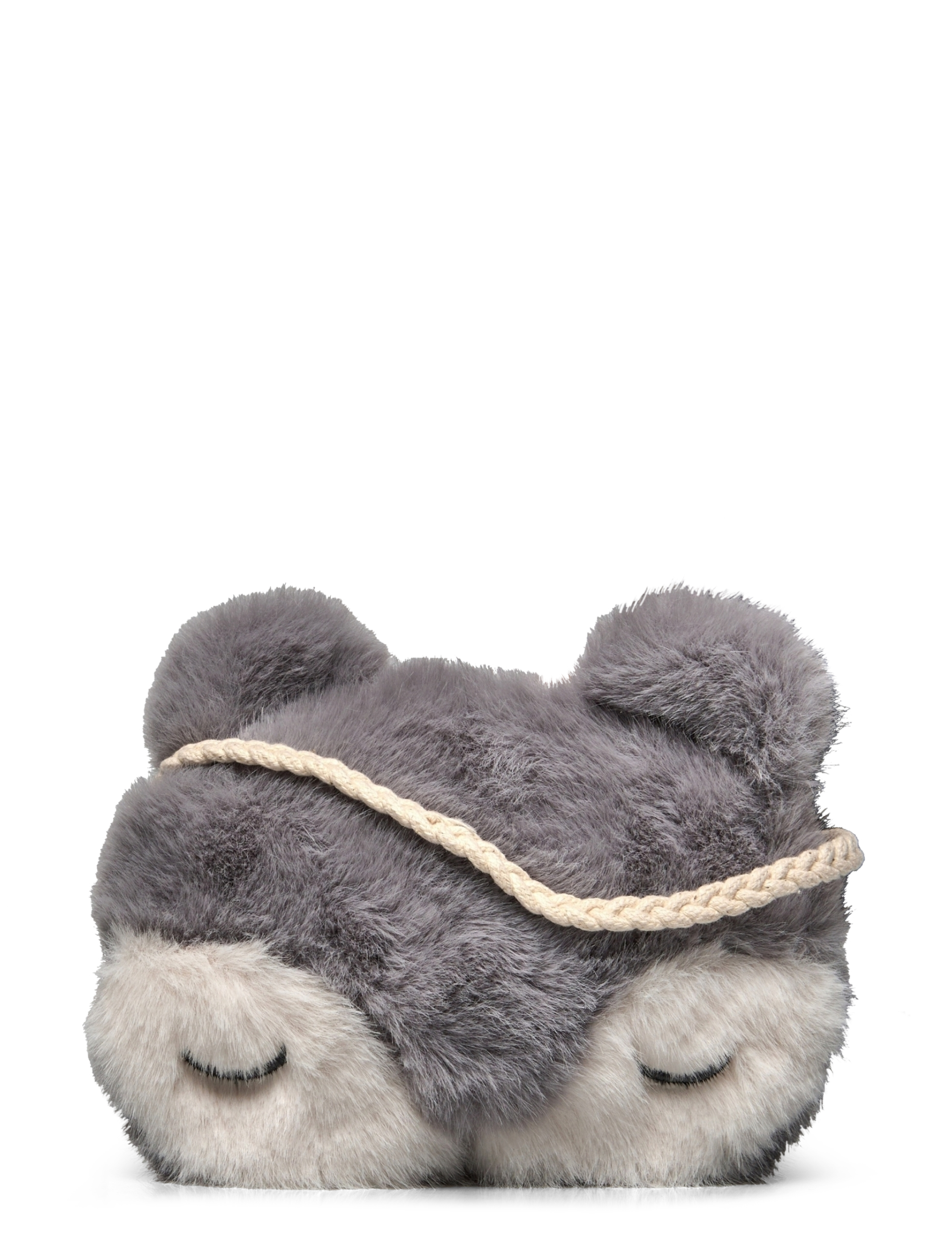 Fur-effect shoulder bag - GREY