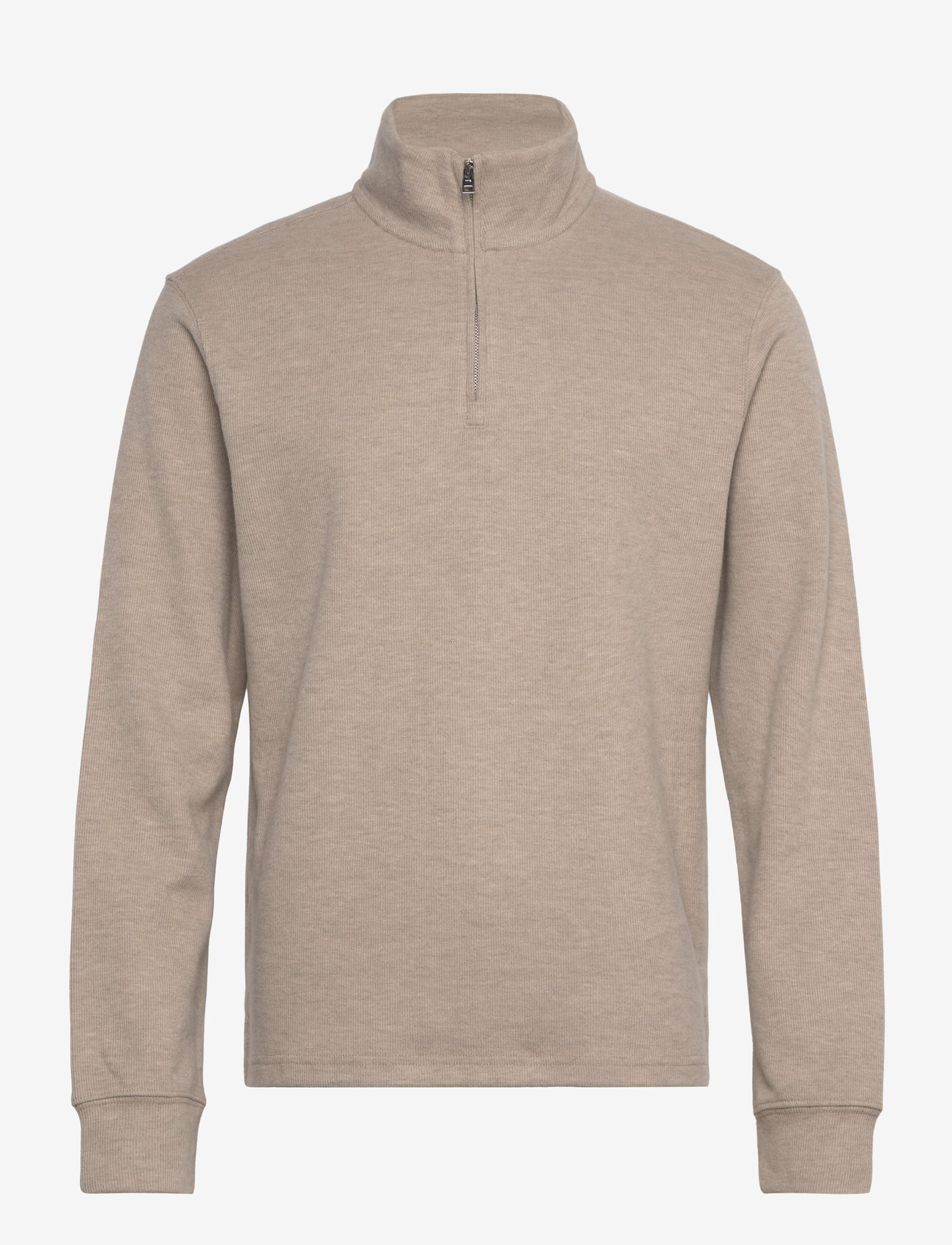 Mango - Ribbed sweatshirt collar - halfzip strik - lt pastel brown - 1