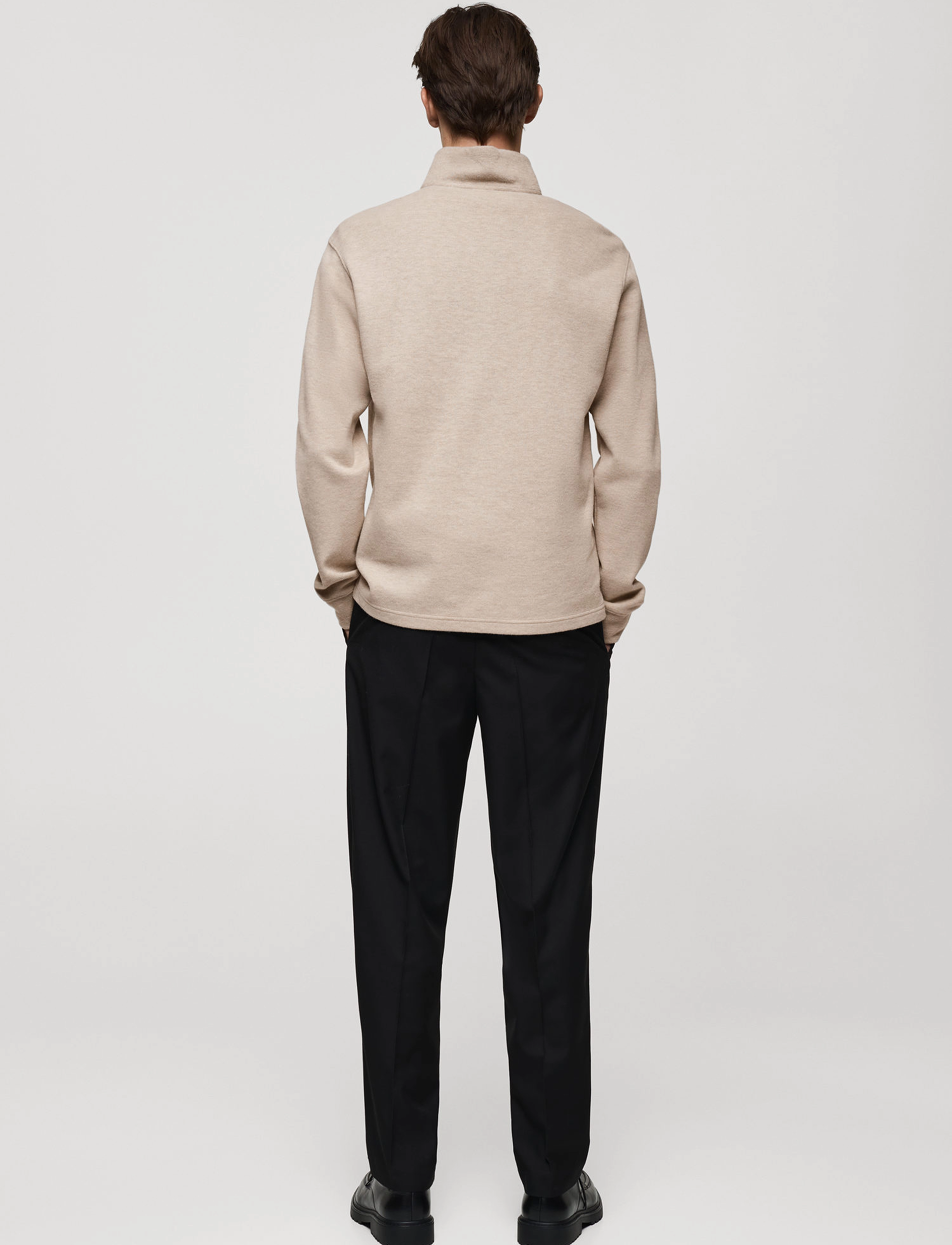 Mango - Ribbed sweatshirt collar - mehed - lt pastel brown - 3