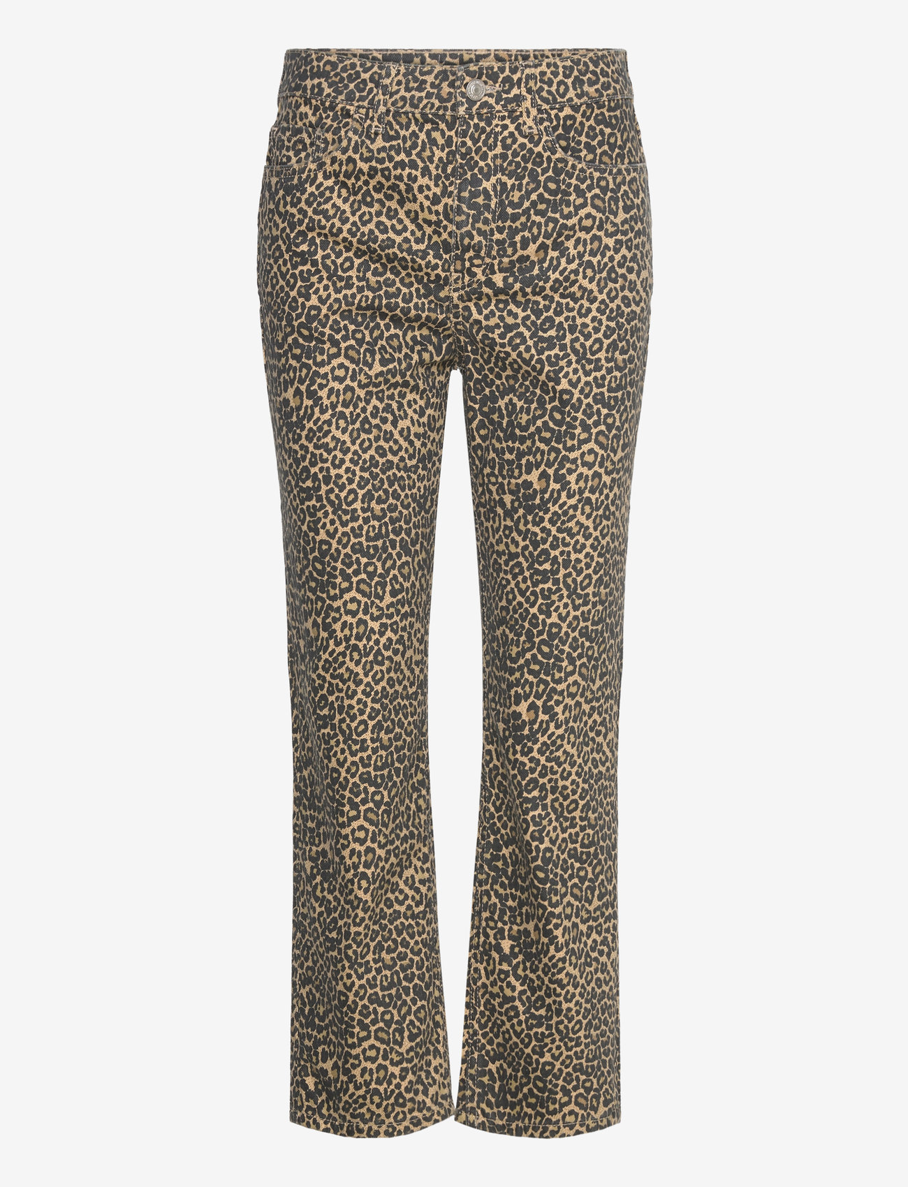 Mango - Leopard-print straight jeans - straight jeans - brown - 0