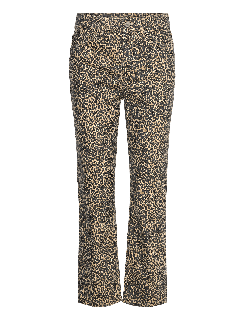 Mango - Leopard-print straight jeans - straight jeans - brown - 1