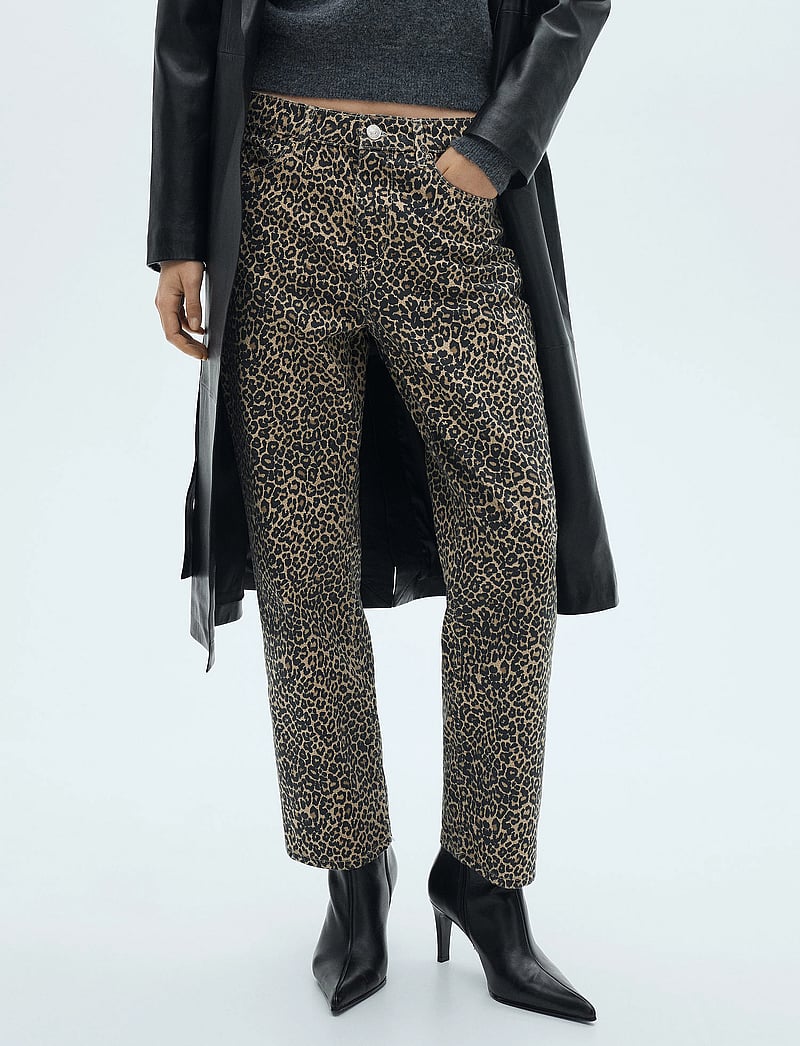 Mango - Leopard-print straight jeans - straight jeans - brown - 0