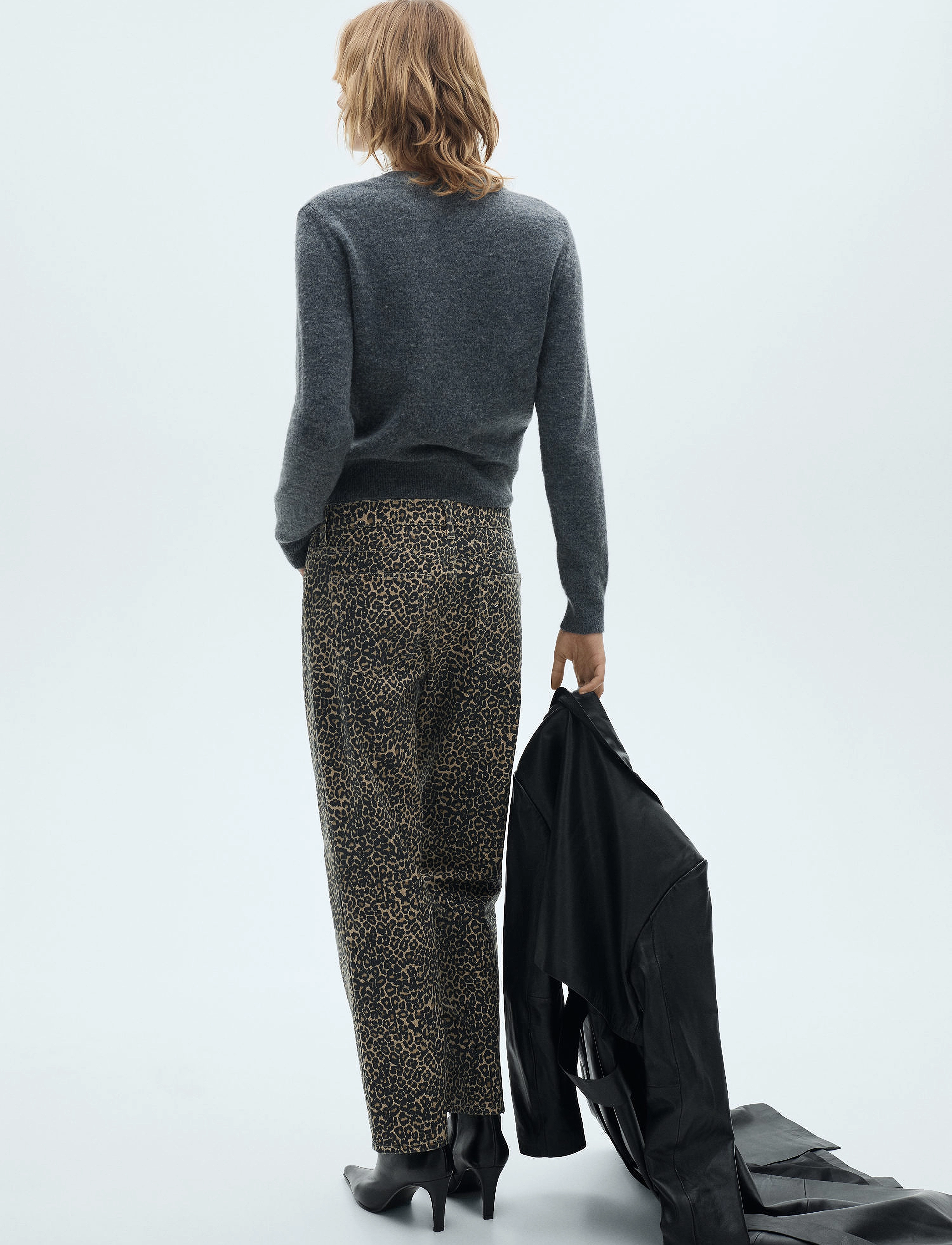 Mango - Leopard-print straight jeans - sirge säärega teksad - brown - 3