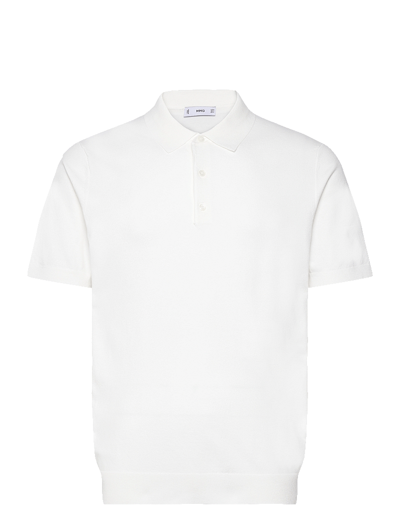 Mango - Fine-knit polo shirt - kortærmede poloer - white - 1