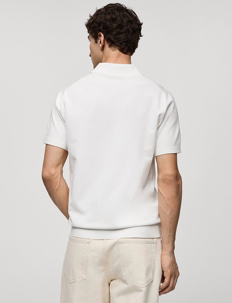 Mango - Fine-knit polo shirt - kortærmede poloer - white - 3